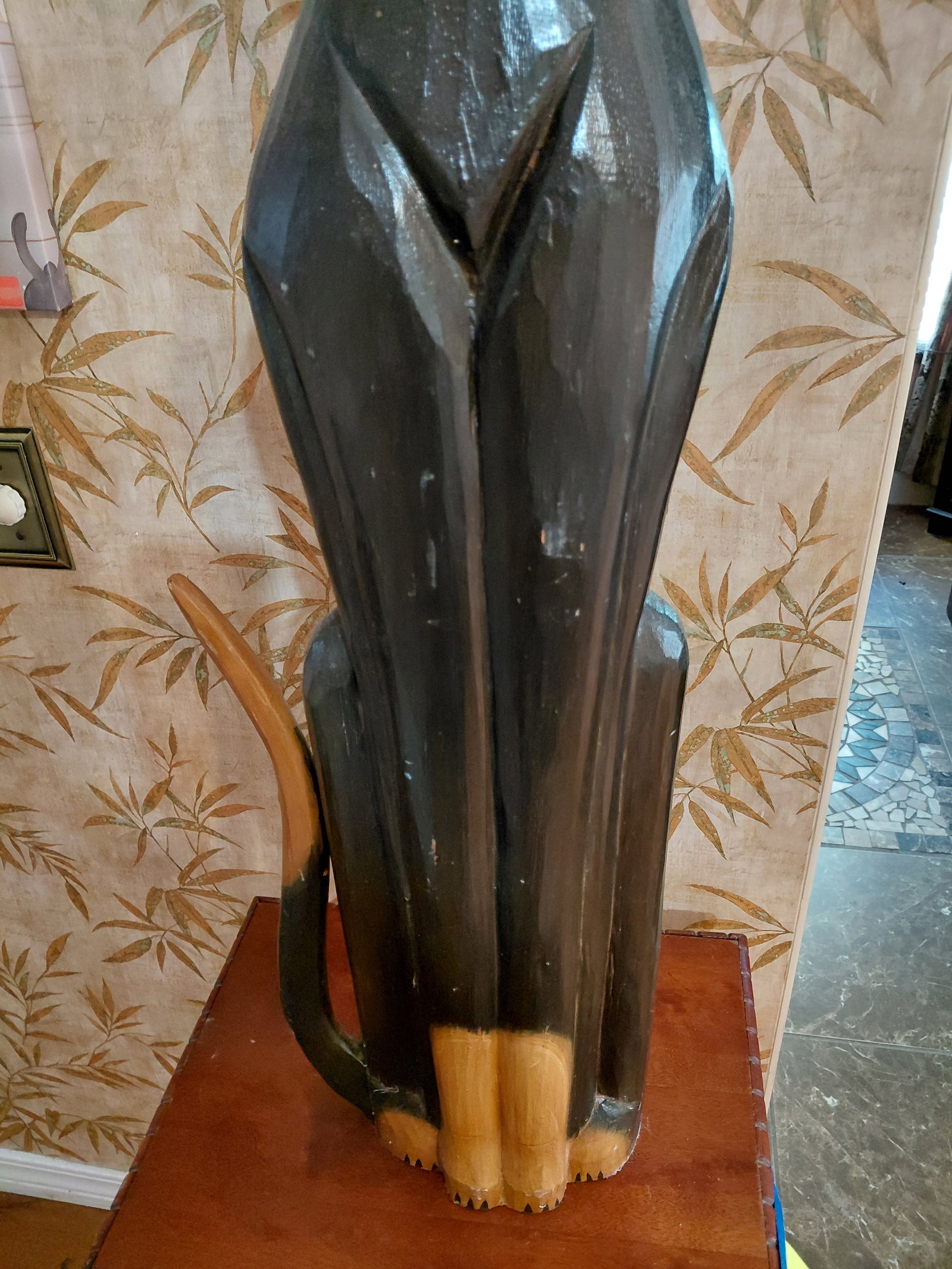 Large Carved Wood Dog Statue - 5