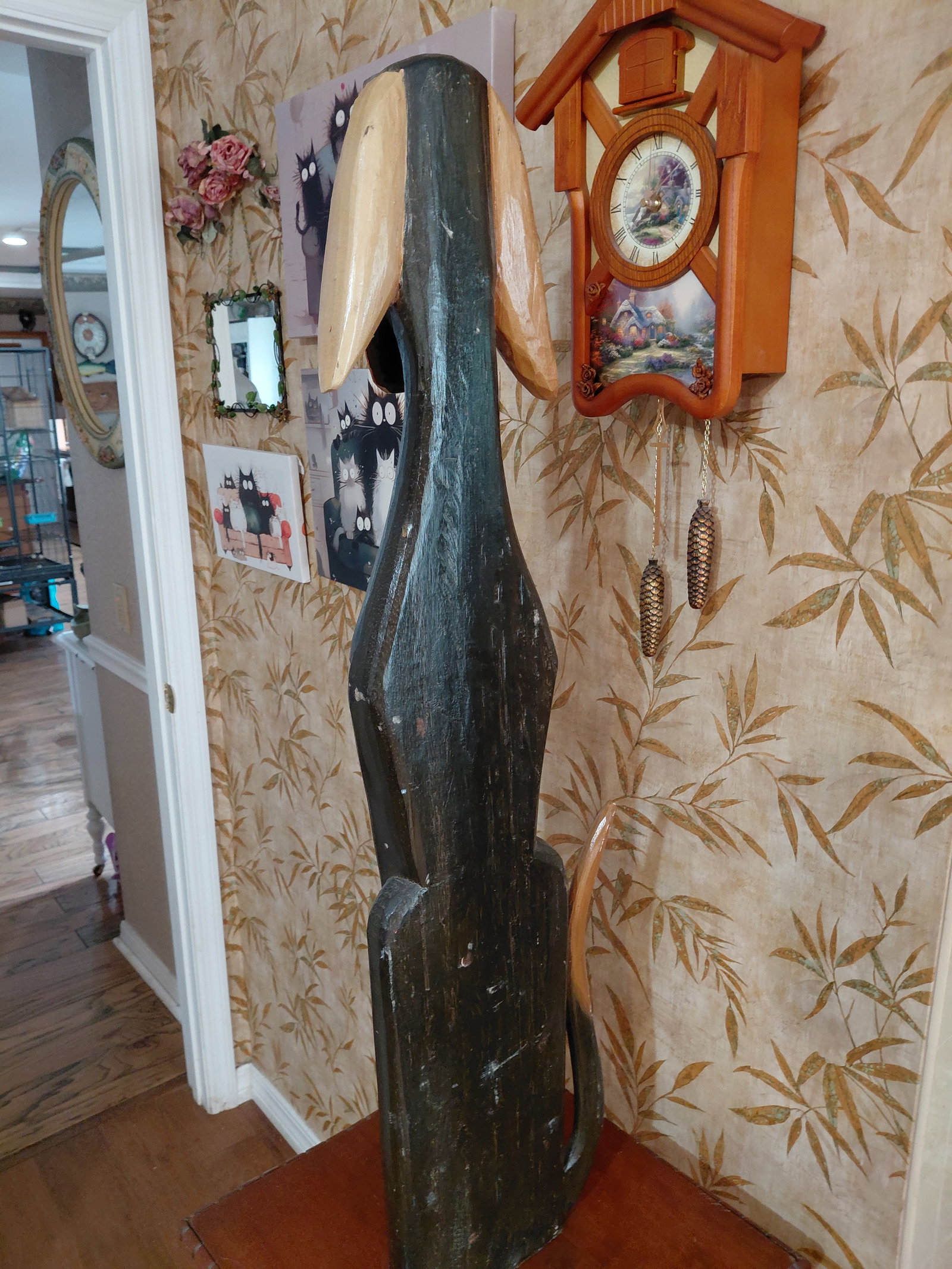 Large Carved Wood Dog Statue - 7