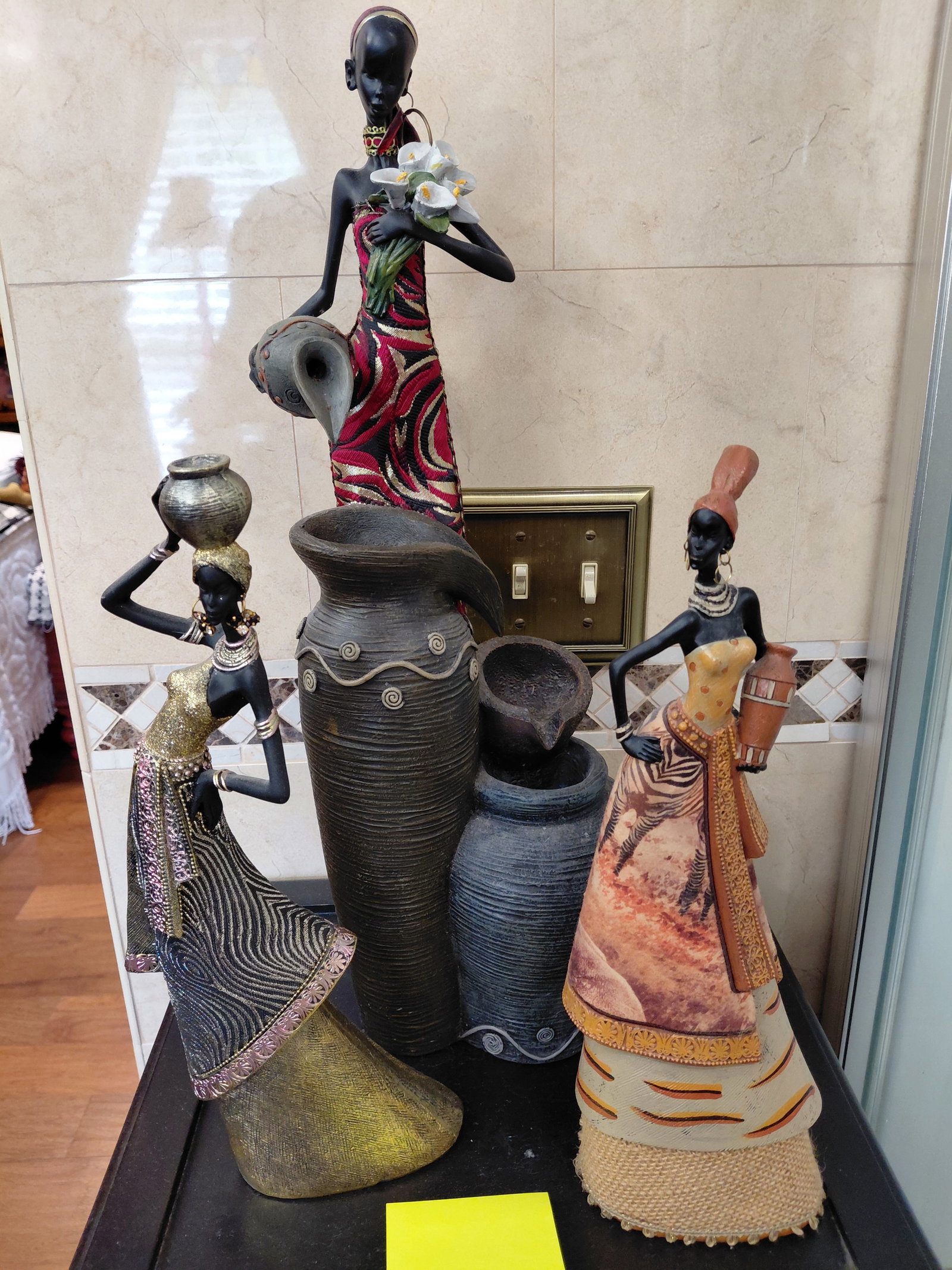 Lot of Resin African Statues / no pump for waterfall: Lot of Resin African Statues / no pump for waterfall