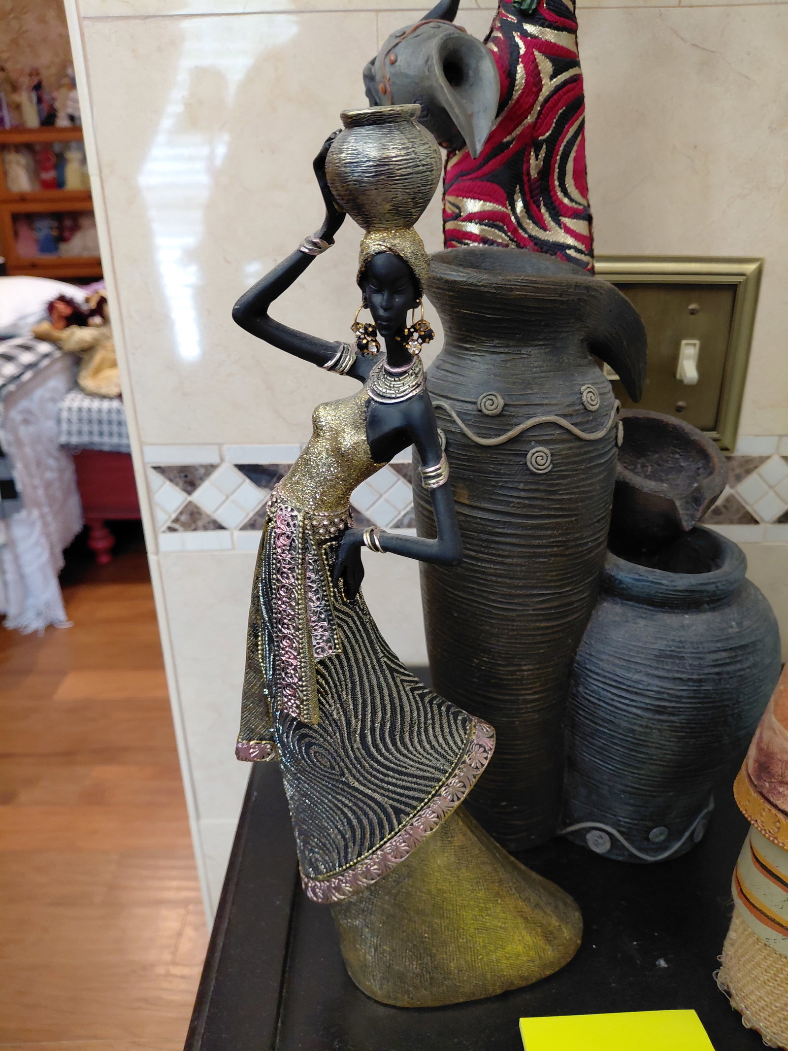 Lot of Resin African Statues / no pump for waterfall - 3