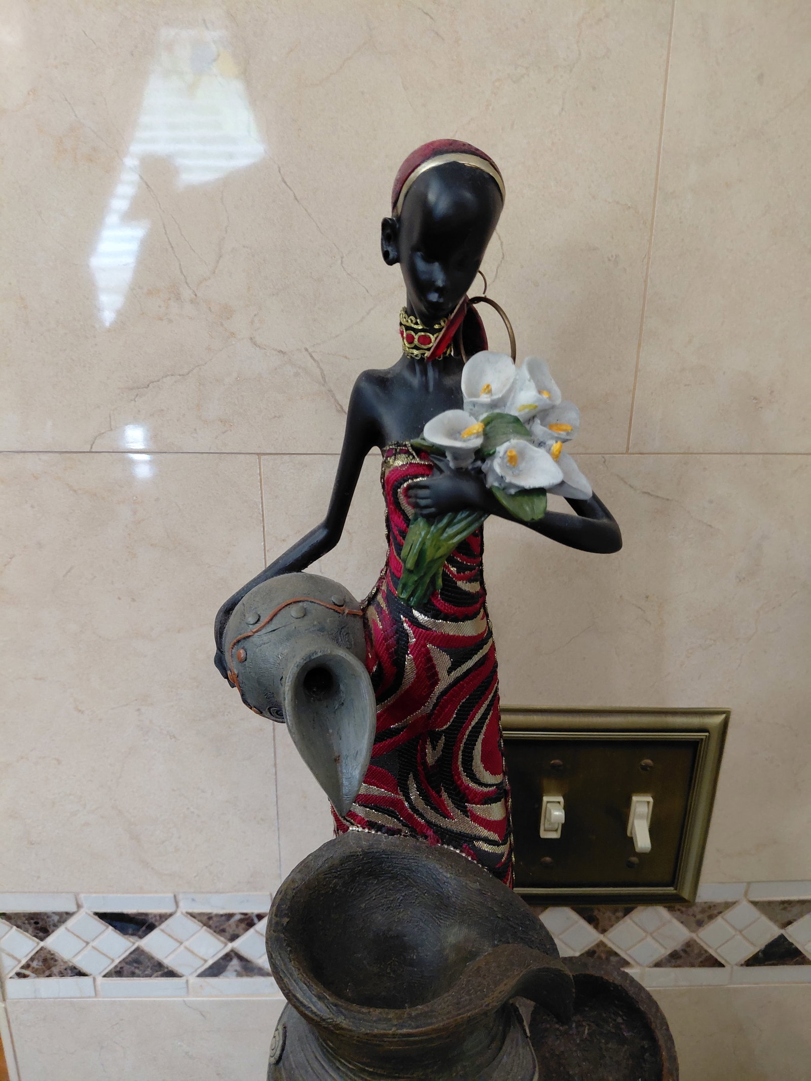 Lot of Resin African Statues / no pump for waterfall - 5