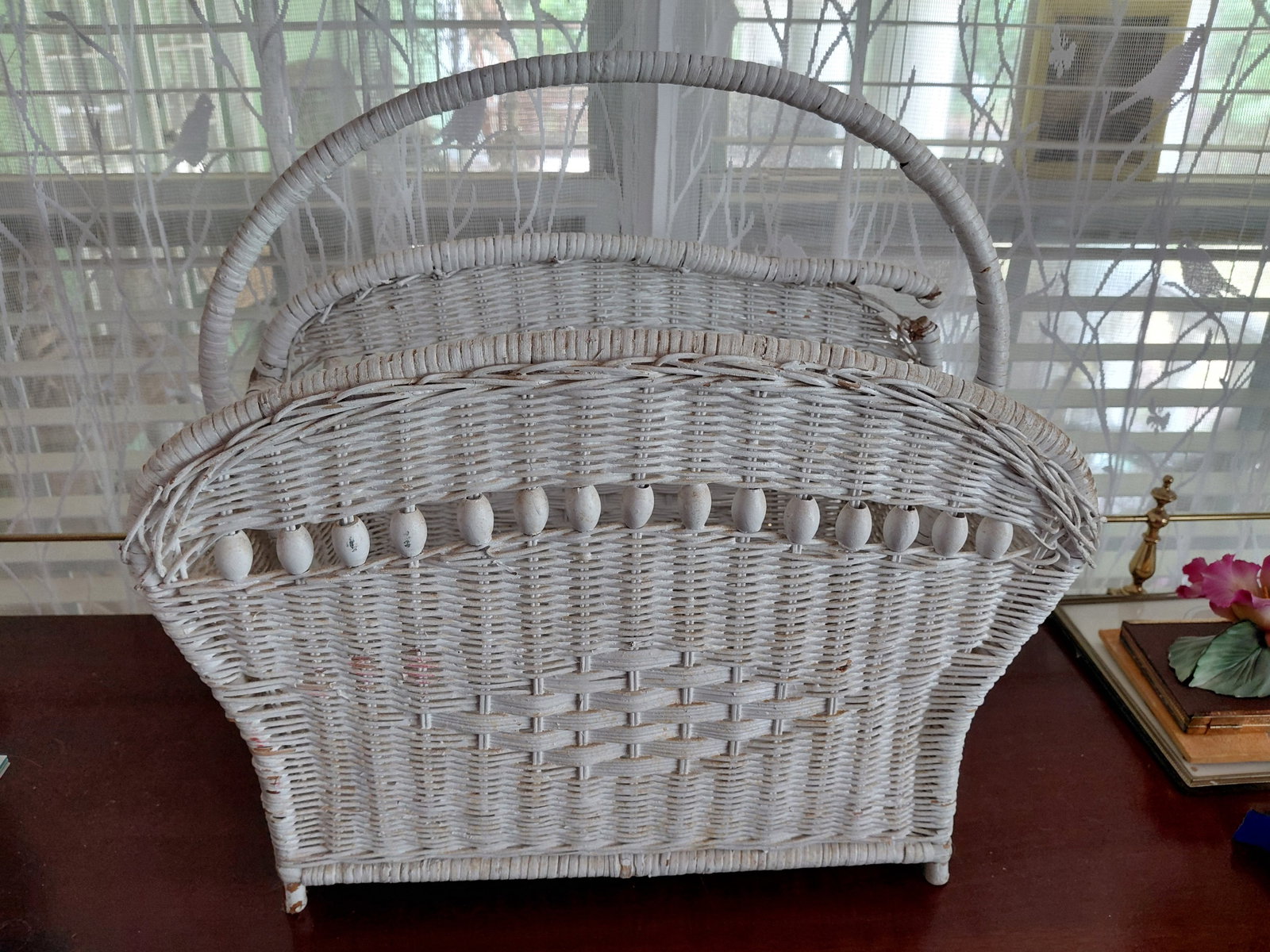 White Wicker Magazine Rack (1 of 8)