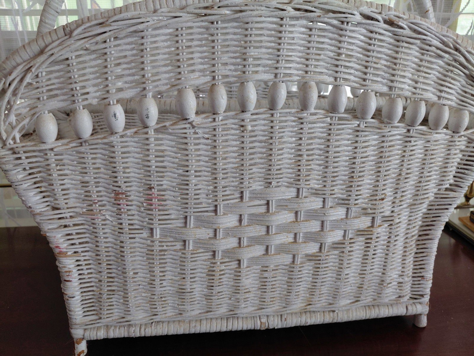 White Wicker Magazine Rack - 3