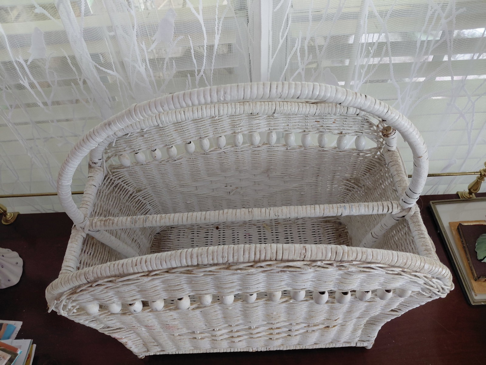 White Wicker Magazine Rack - 4