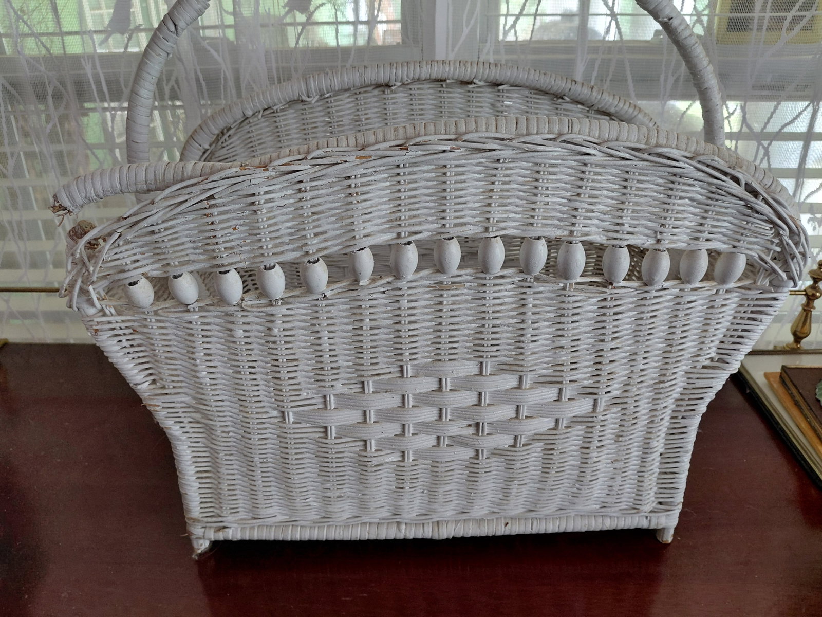 White Wicker Magazine Rack - 6