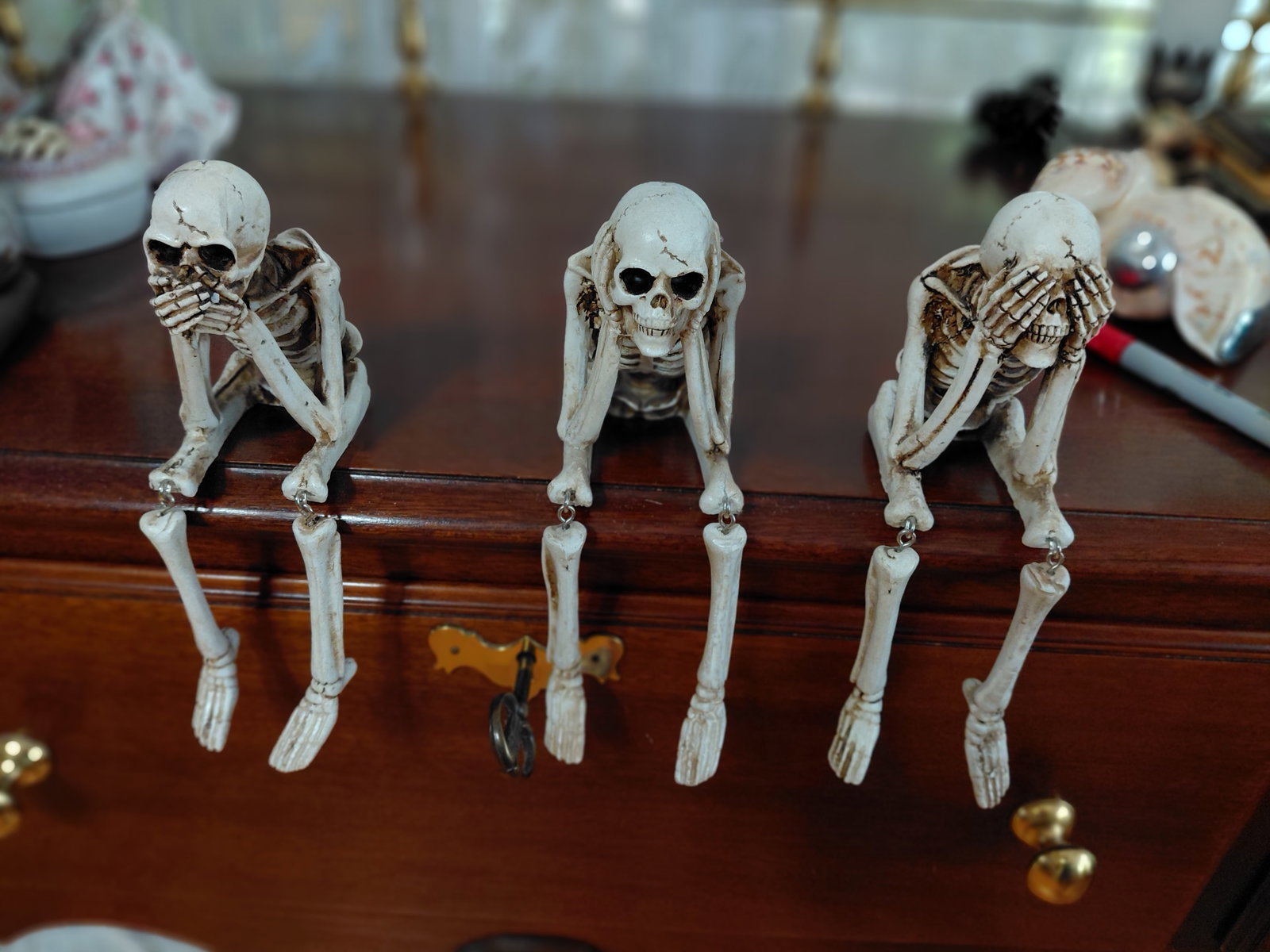 Set of 3 Skeleton Shelf Sitters / See No Hear No Say No Evil (1 of 5)