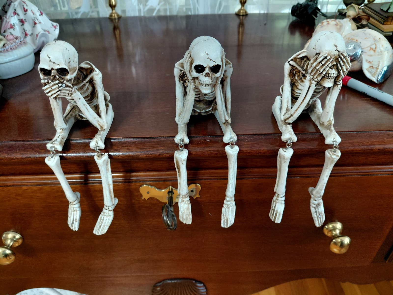 Set of 3 Skeleton Shelf Sitters / See No Hear No Say No Evil - 2