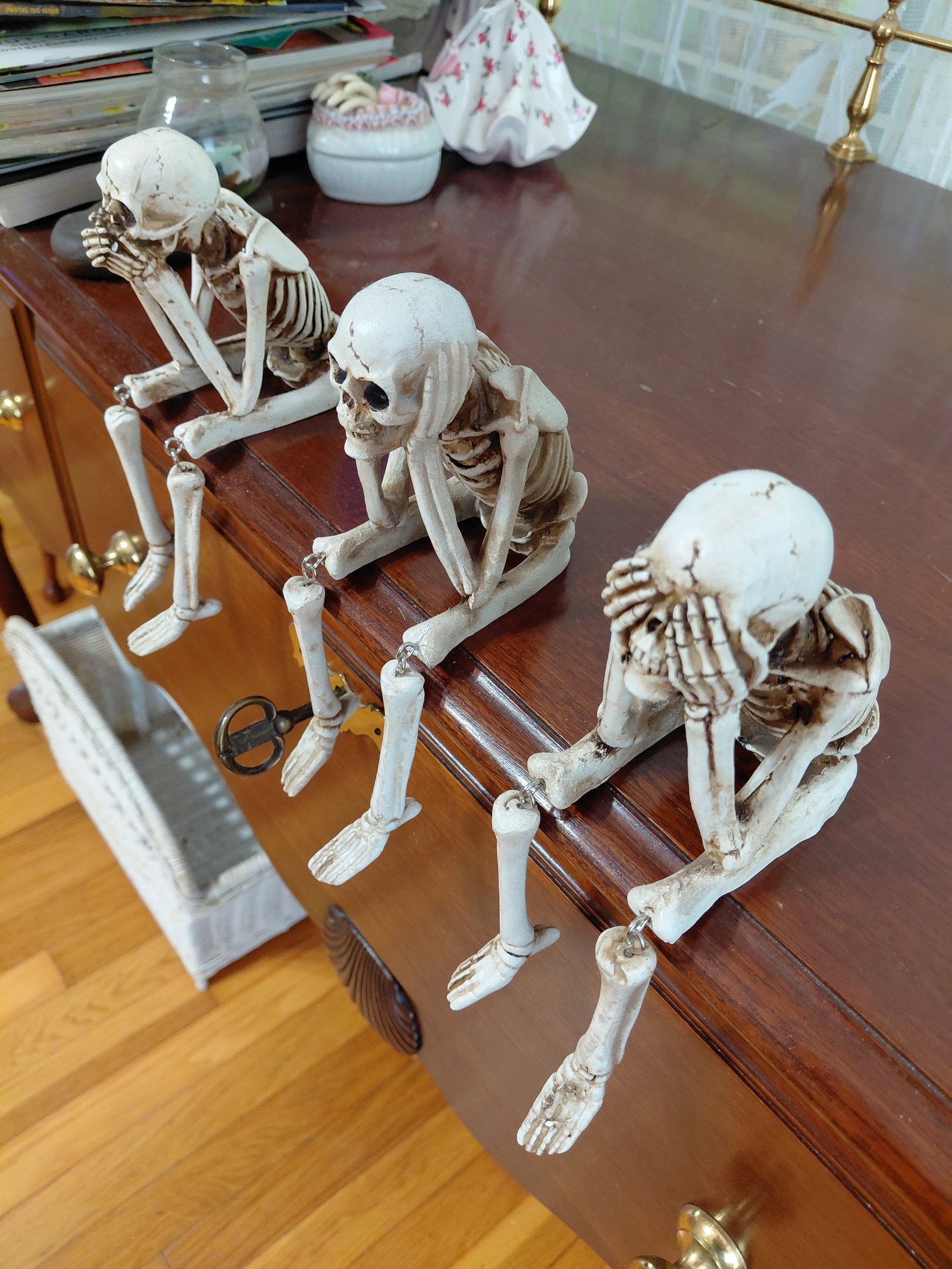 Set of 3 Skeleton Shelf Sitters / See No Hear No Say No Evil - 4