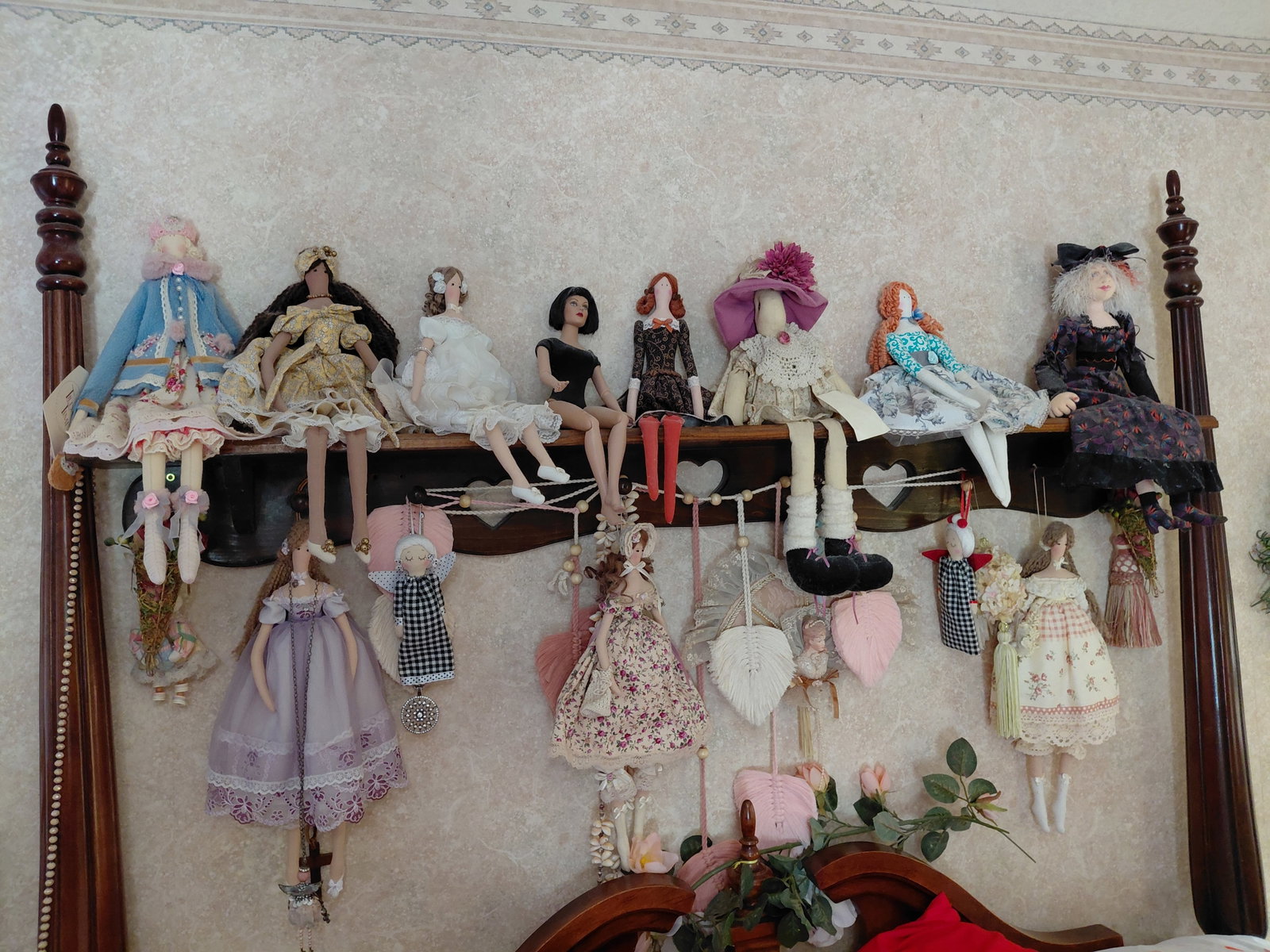Large Lot of Dolls etc on shelf / shelf not included (1 of 8)