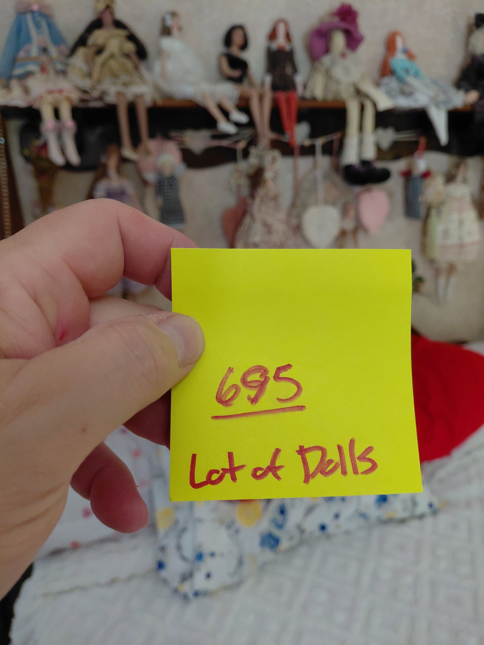 Large Lot of Dolls etc on shelf / shelf not included - 2