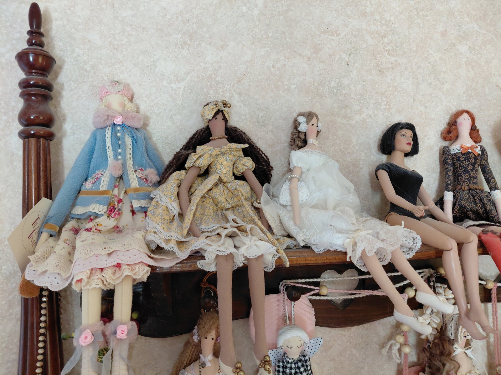 Large Lot of Dolls etc on shelf / shelf not included - 3