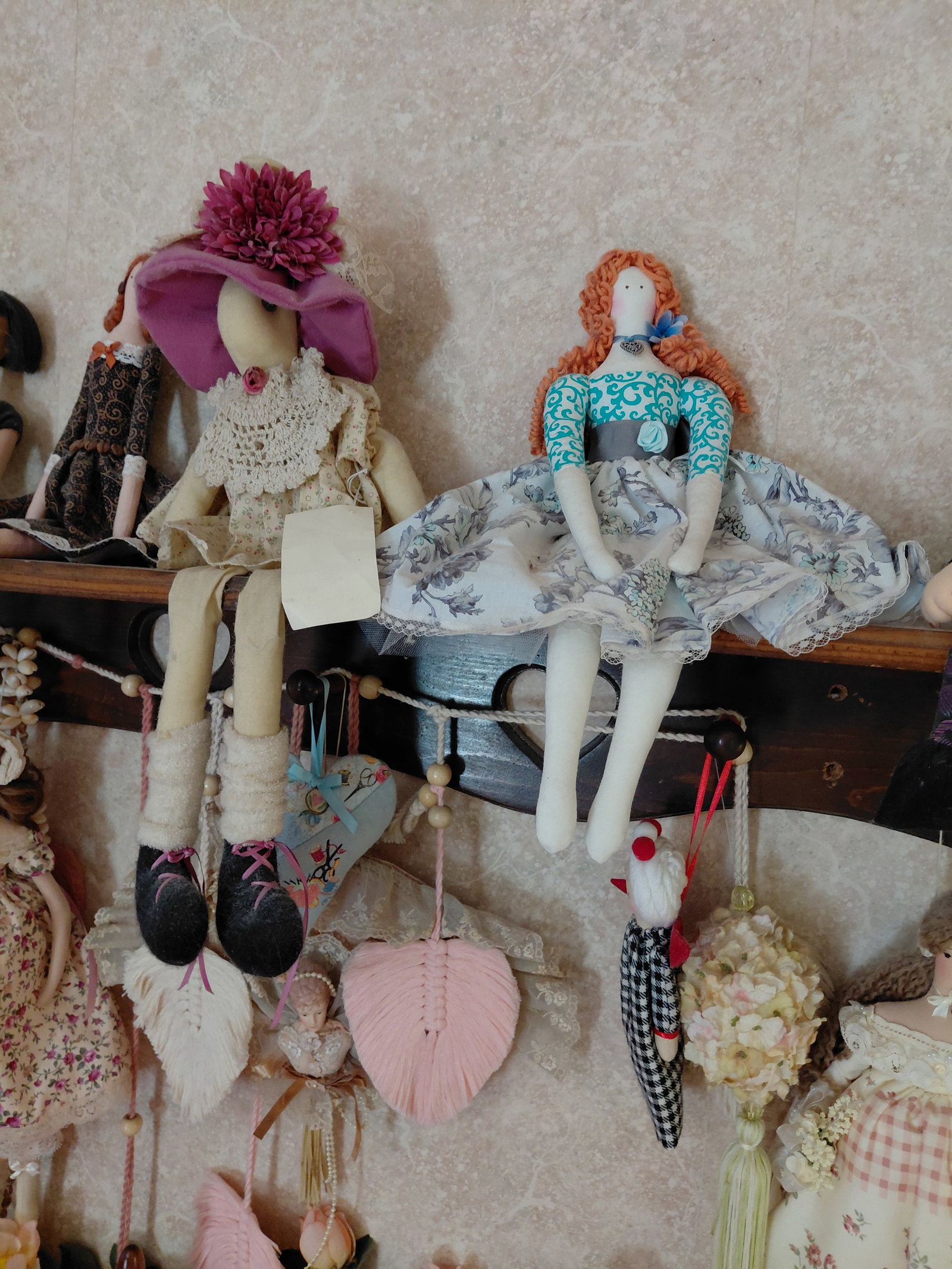Large Lot of Dolls etc on shelf / shelf not included - 7