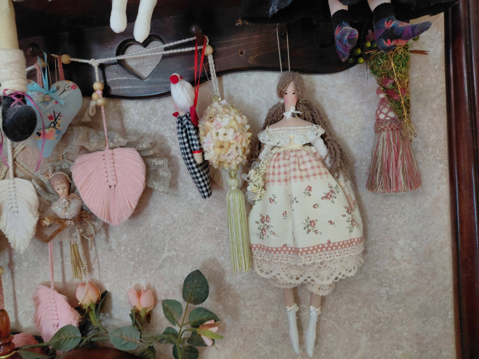 Large Lot of Dolls etc on shelf / shelf not included - 8