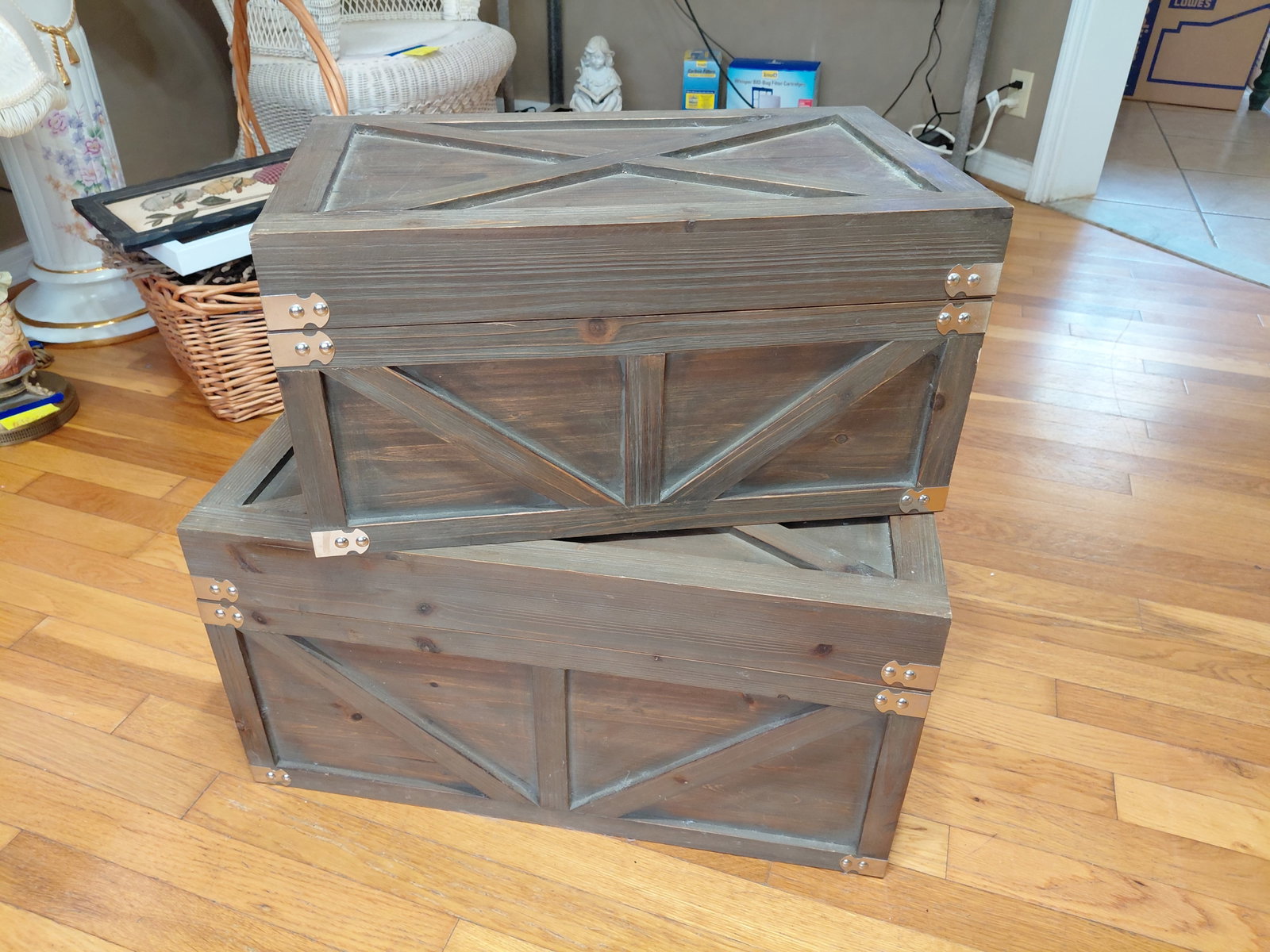 Pair of NEW Wood Crate Trunks (1 of 6)