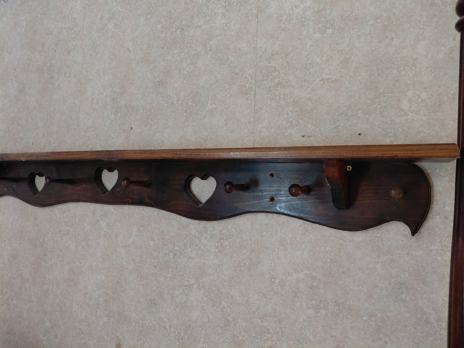 Large Wood Coat Rack / Wall Shelf - 2