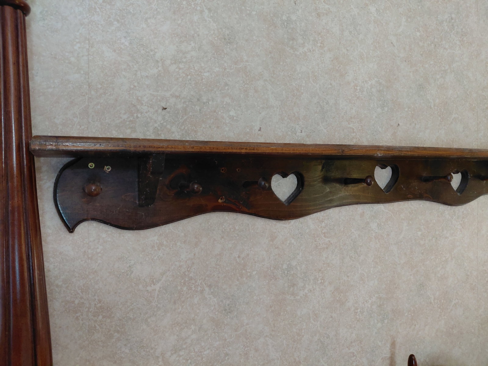 Large Wood Coat Rack / Wall Shelf - 3