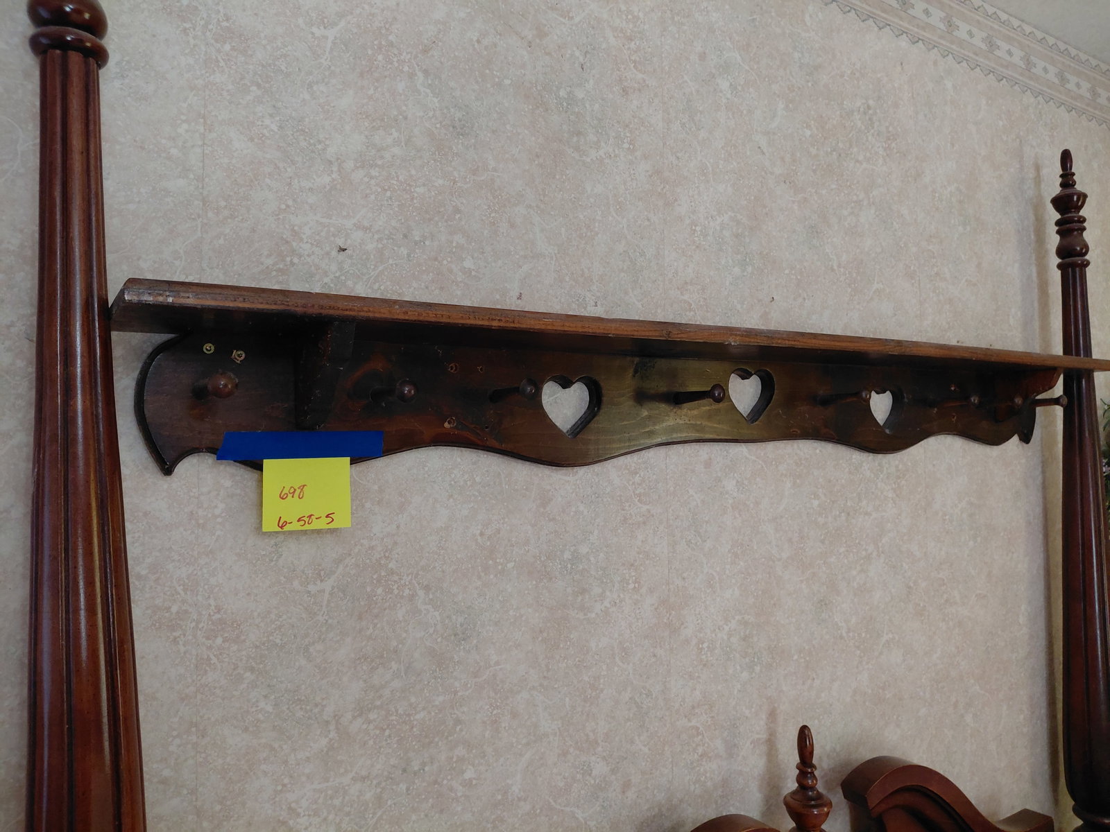 Large Wood Coat Rack / Wall Shelf - 4