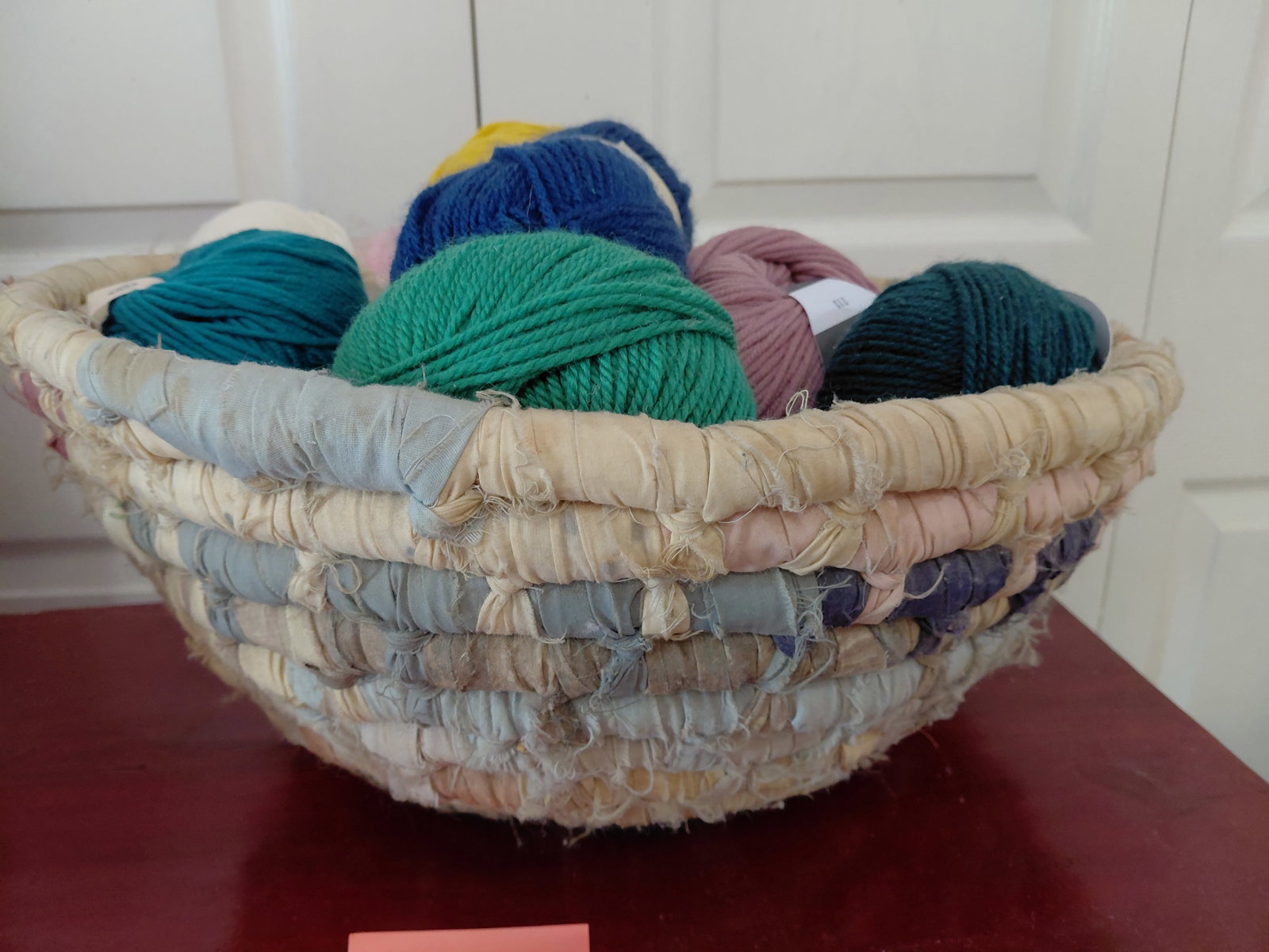 Large Woven Rag Basket and Knitting Yarn all seen (1 of 6)