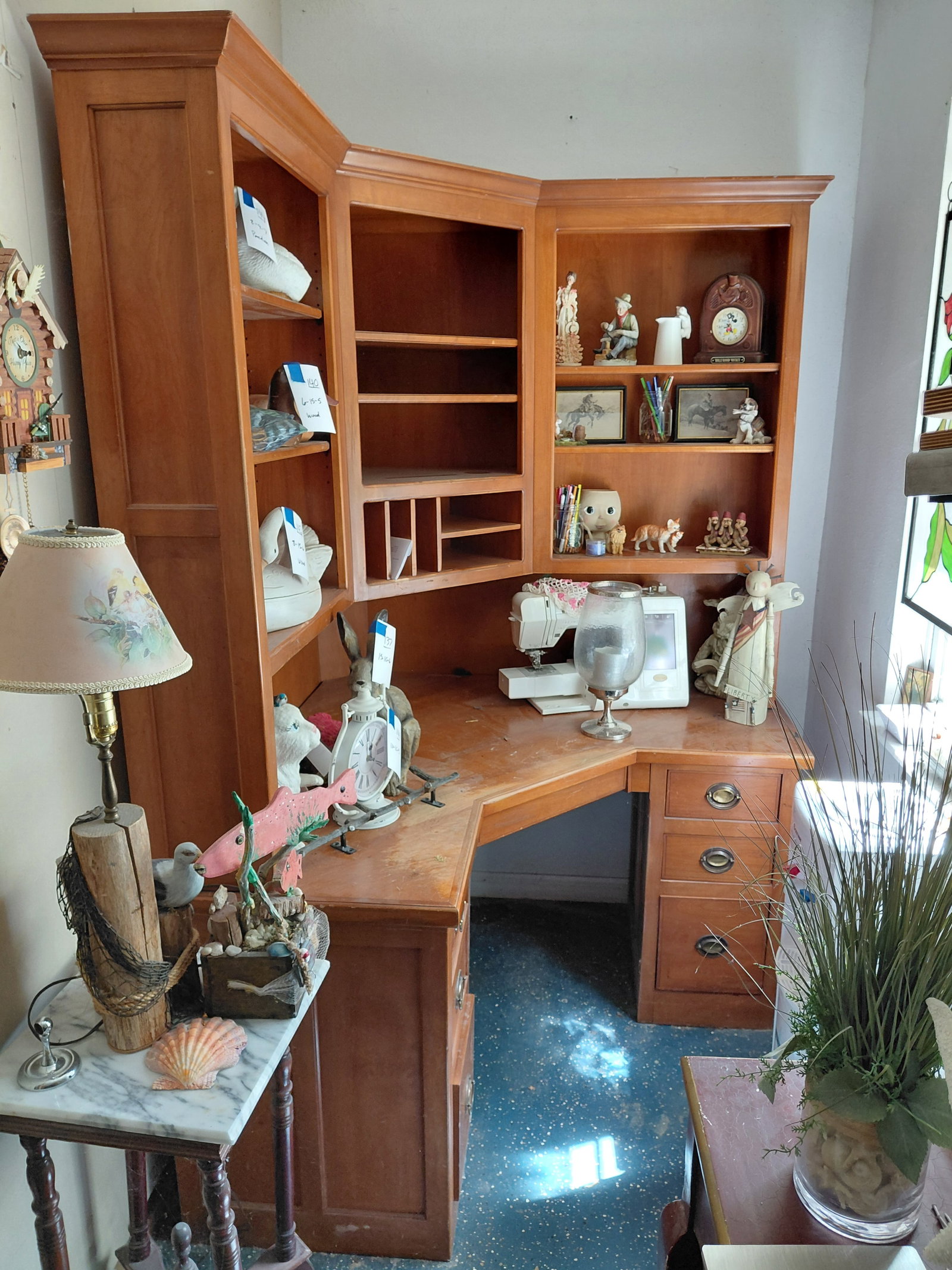 Wood Corner Desk / As seen/ items on shelves not included (1 of 11)