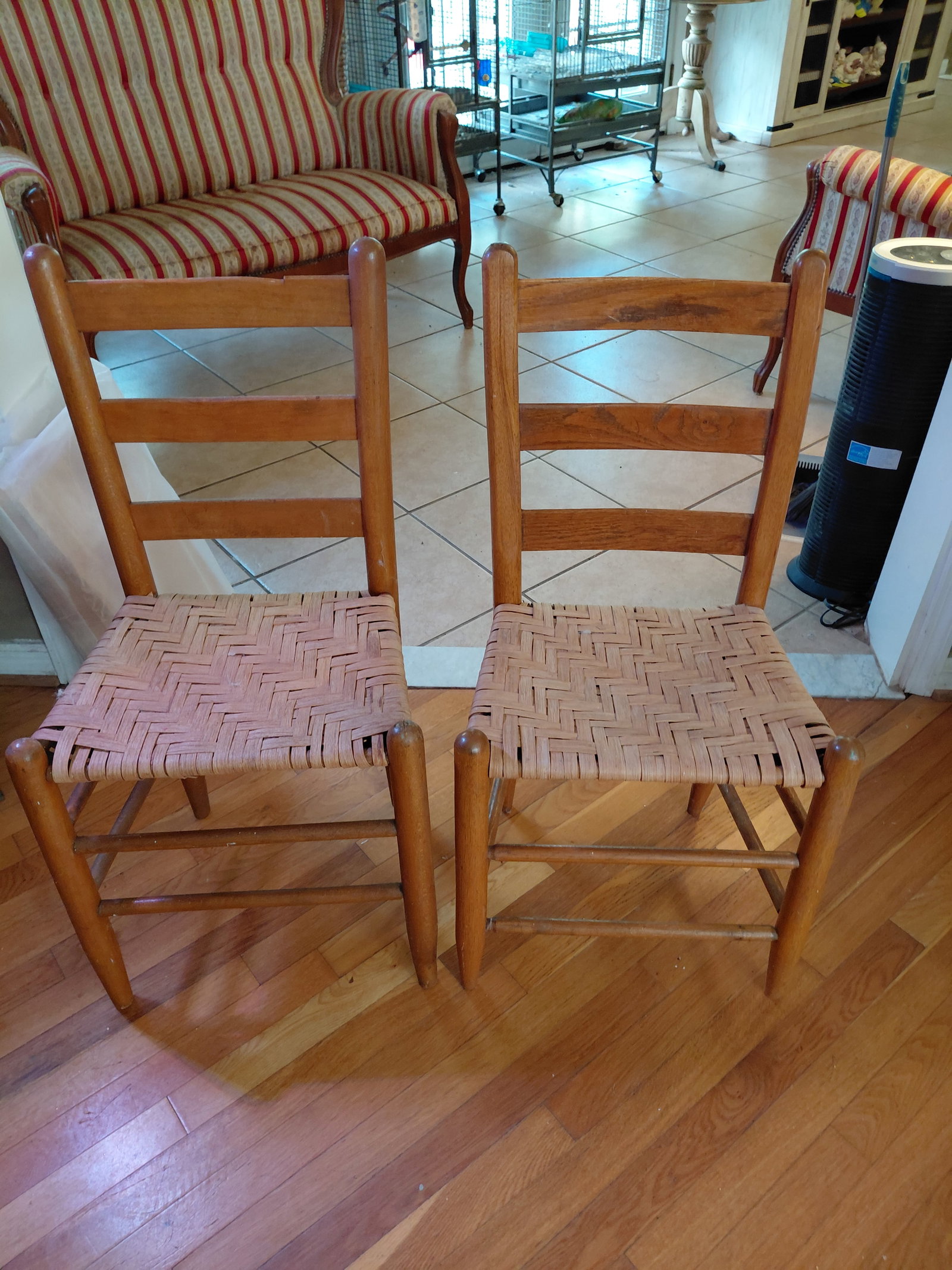 Pair of Ladderback Chairs with Woven Seats (1 of 7)