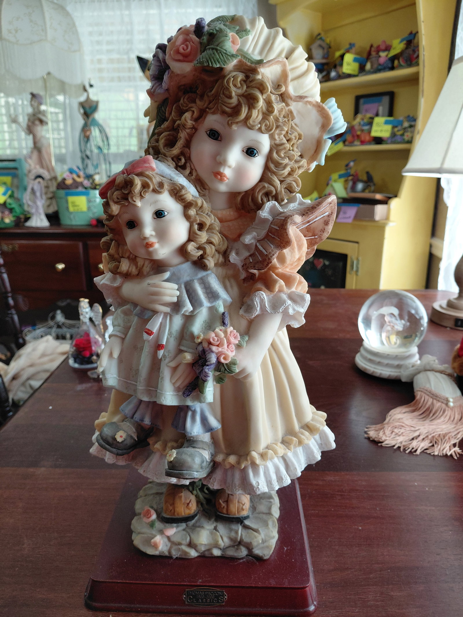 Large Resin Statue Girl with Doll: Large Resin Statue Girl with Doll