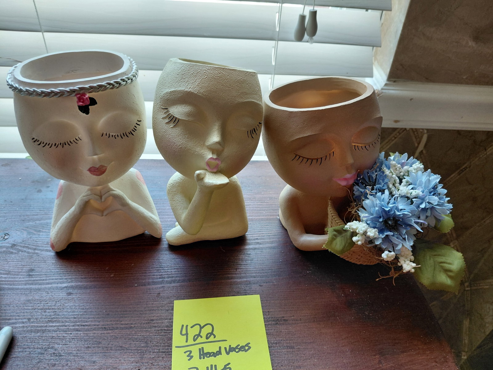 Lot of 3 Resin Head Vases: Lot of 3 Resin Head Vases