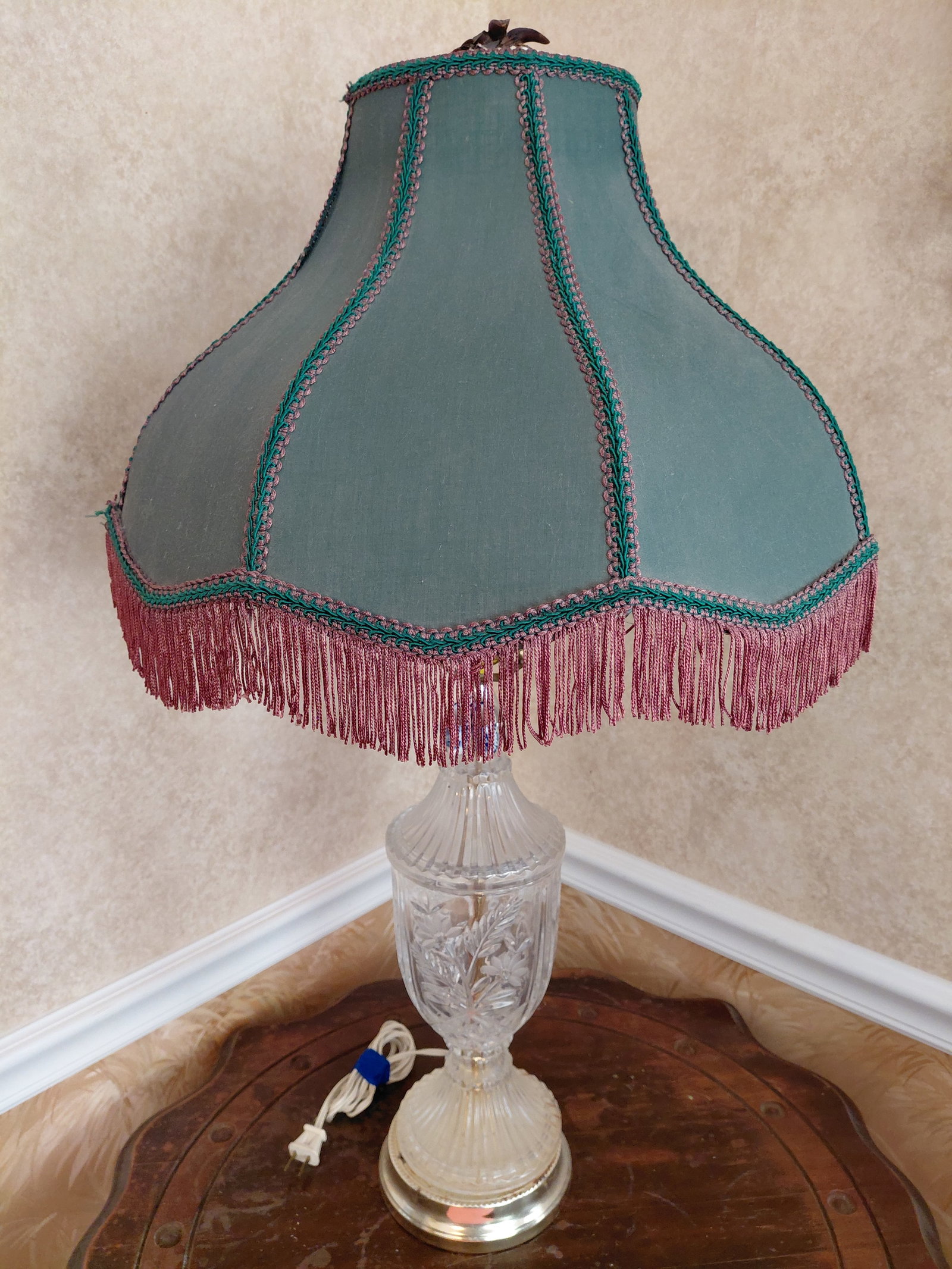 Glass Lamp with ornate Shade: Glass Lamp with ornate Shade