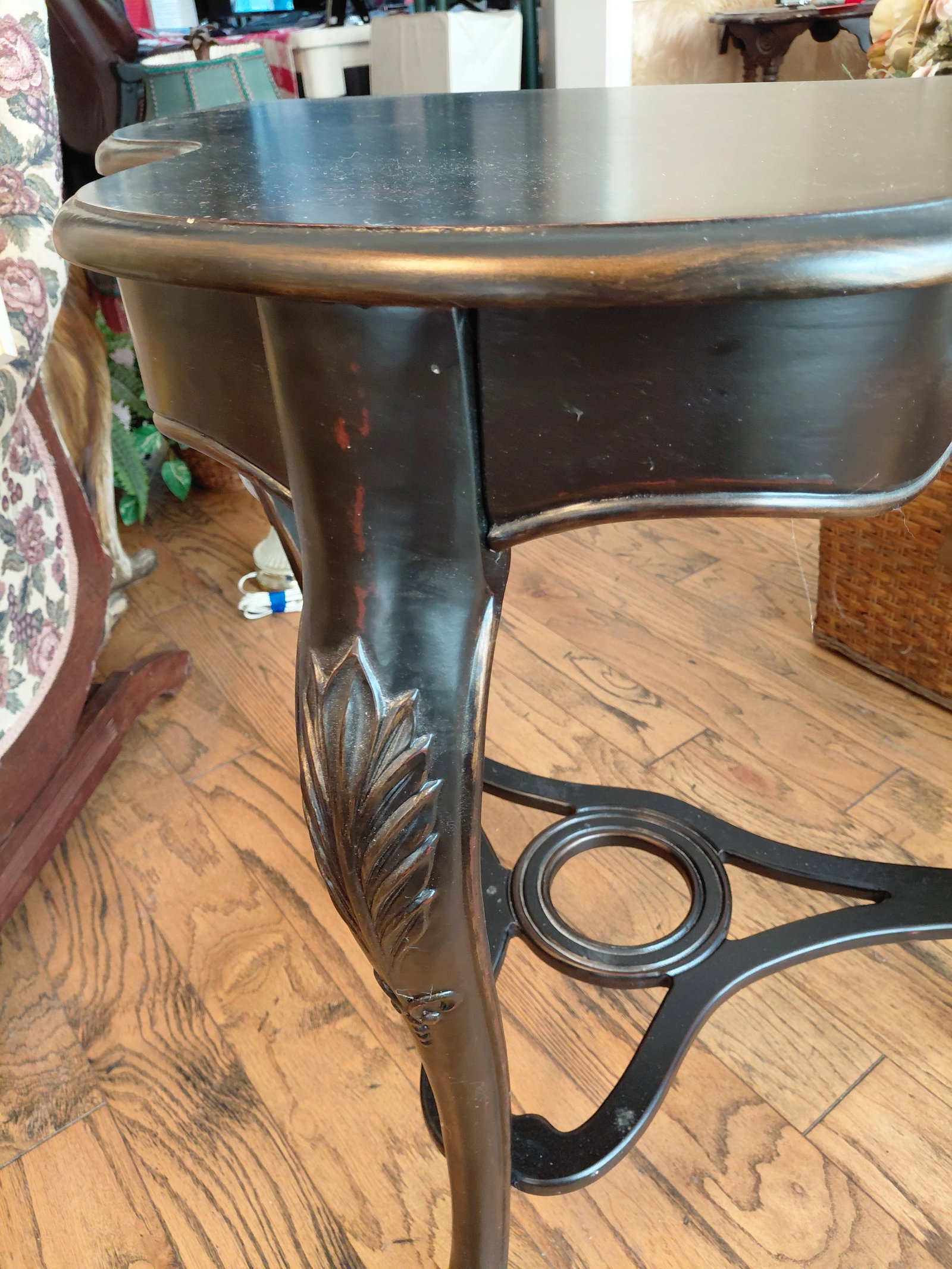 Ornate Conemporary Black Half Moon Entry Table - 4