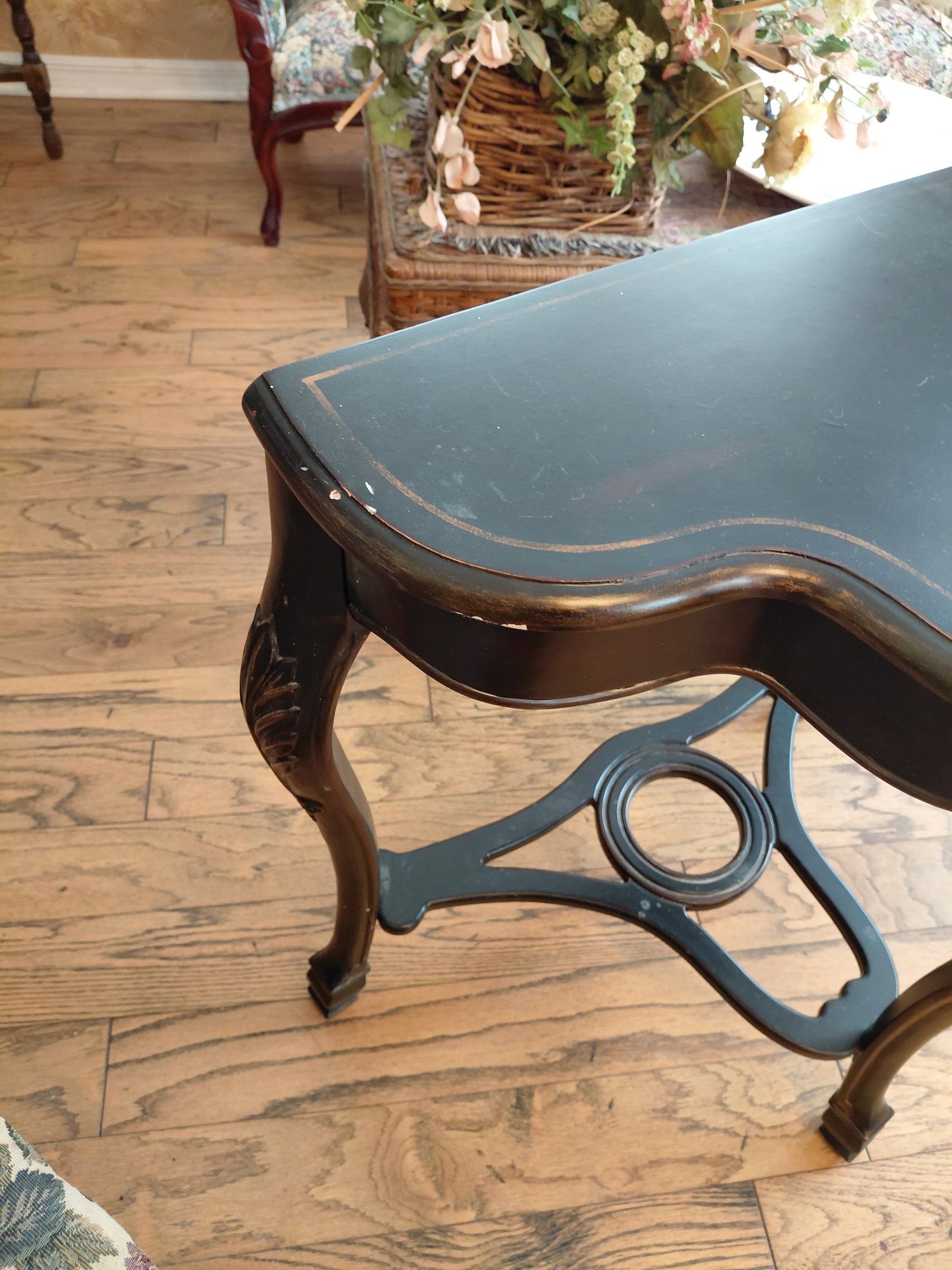 Ornate Conemporary Black Half Moon Entry Table - 7
