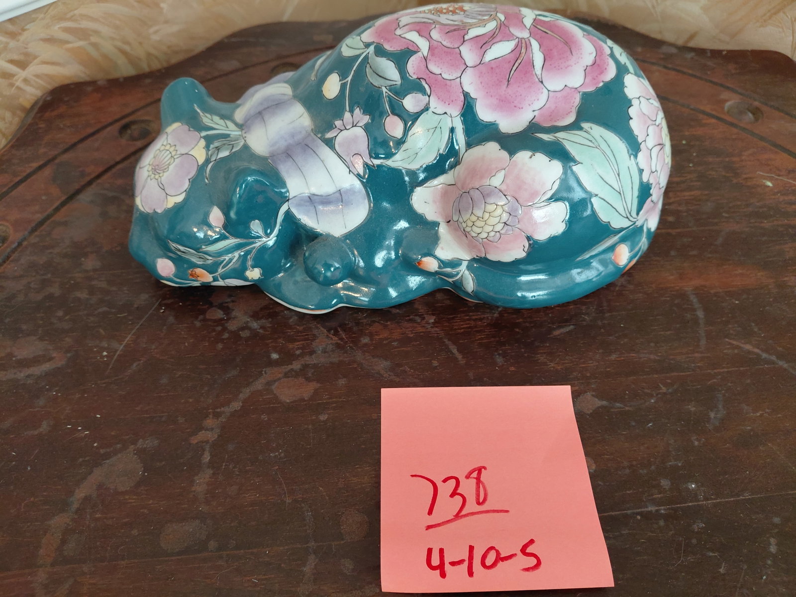 Asian Pottery Cat Statue - 2