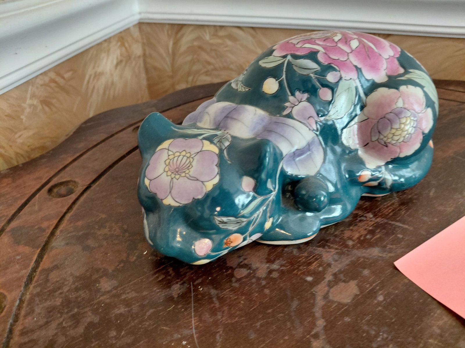 Asian Pottery Cat Statue - 3