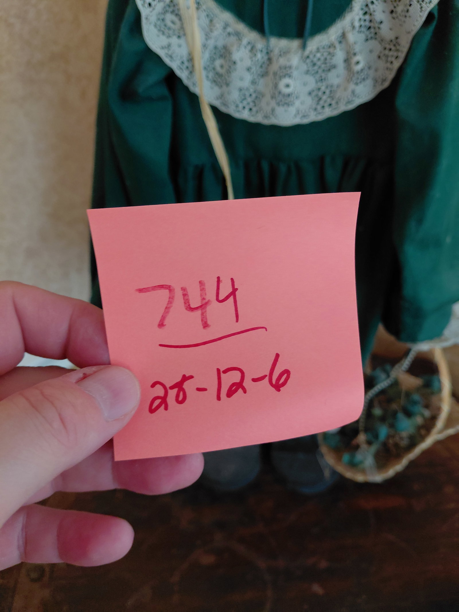 Large Wood Statue of Girl in Green Dress - 2