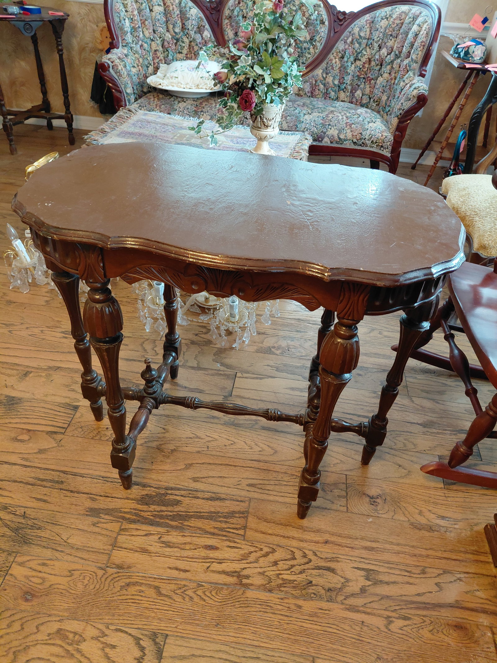 Oval Shaped Parlor Table / top only painted/ few leg joints need tightened (1 of 6)