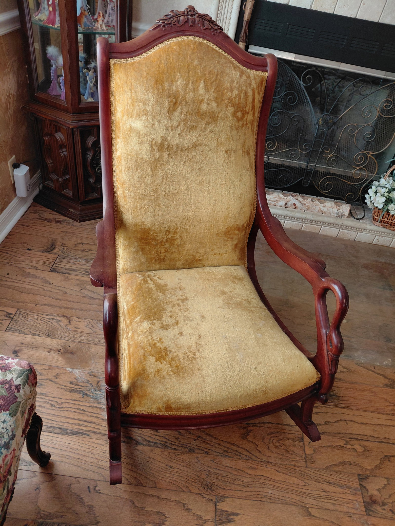 Beautiful Victorian Rocker with Swan Head Arms (1 of 8)