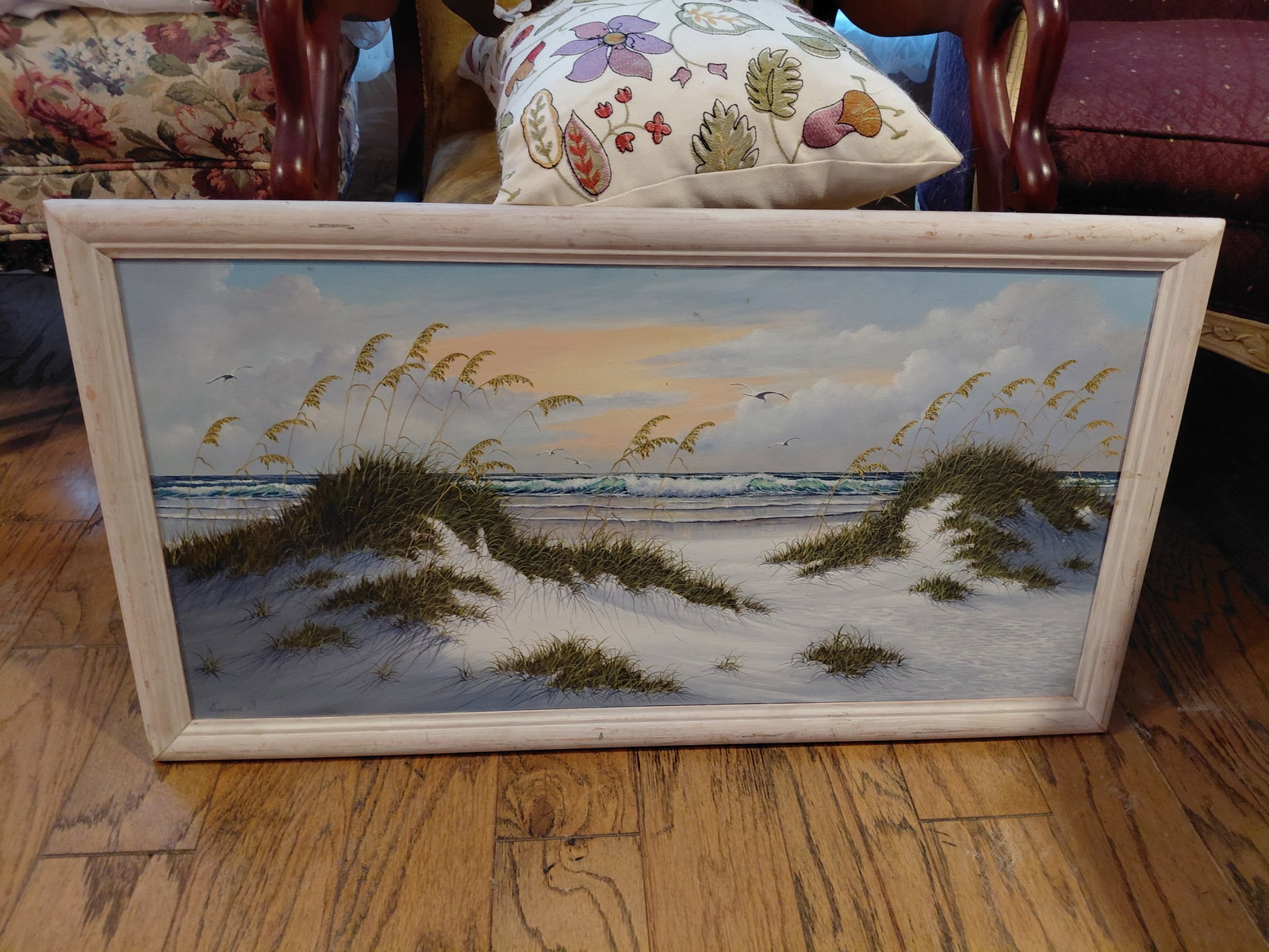 Framed Oil on Canvas / Seaside Scene: Framed Oil on Canvas / Seaside Scene
