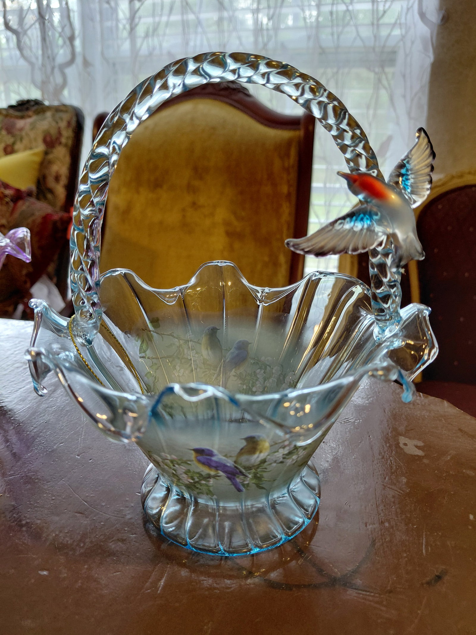 Bradford Exchange Inspiration Garden Artglass Baskets / Bluebird Ballad: Bradford Exchange Inspiration Garden Artglass Baskets / Bluebird Ballad