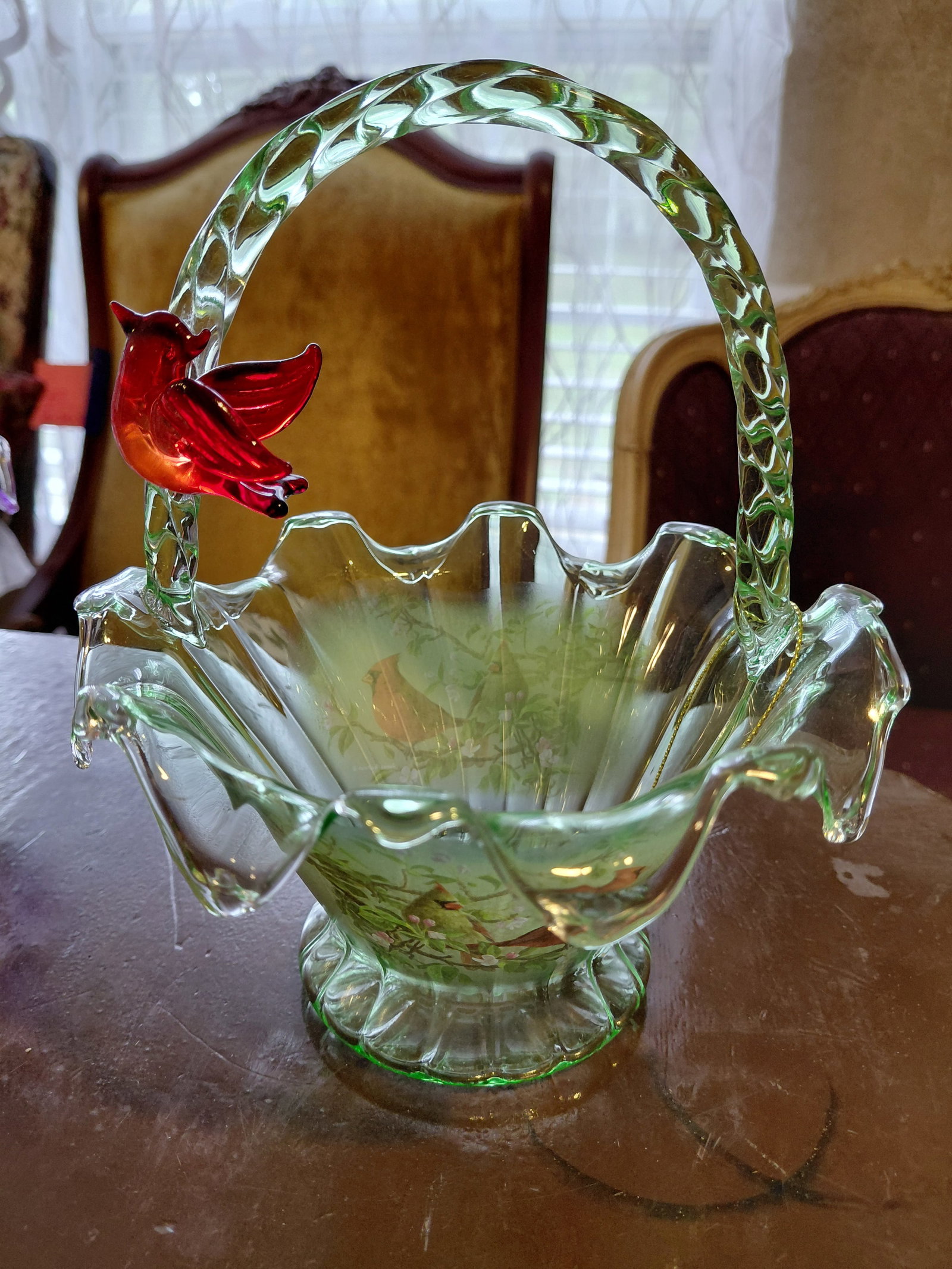 Bradford Exchange Inspiration Garden Artglass Baskets / Cardinal Serenade: Bradford Exchange Inspiration Garden Artglass Baskets / Cardinal Serenade