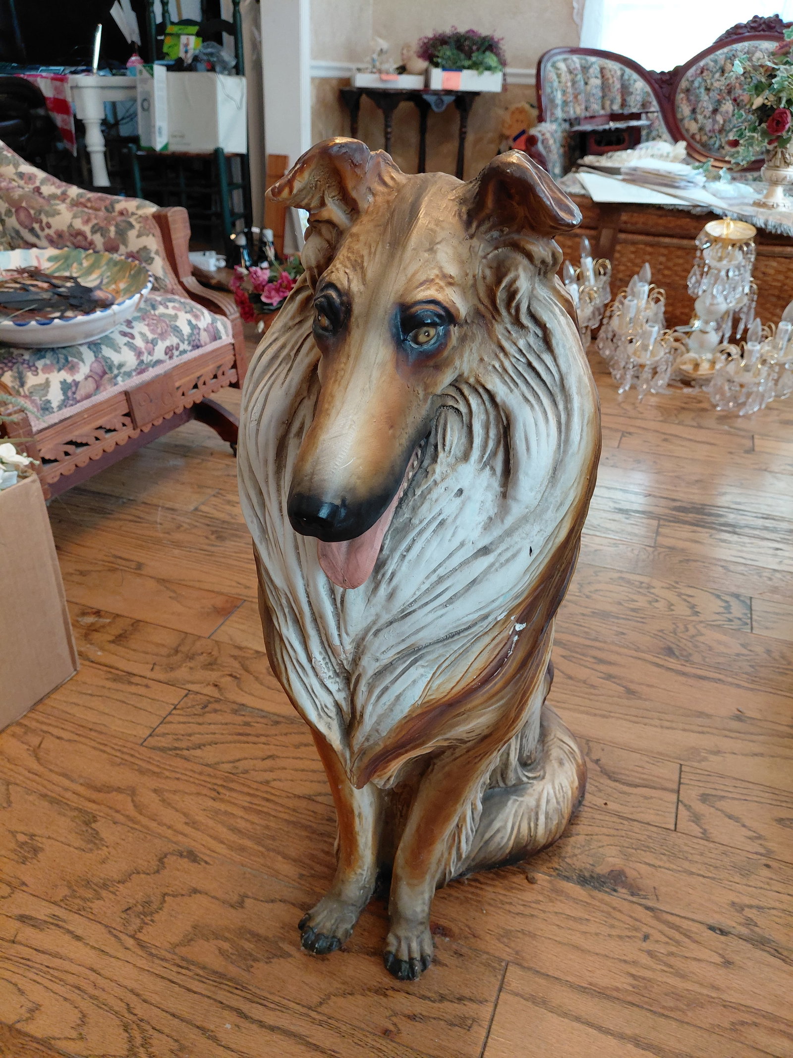 Large Resin Collie Statue / As seen: Large Resin Collie Statue / As seen