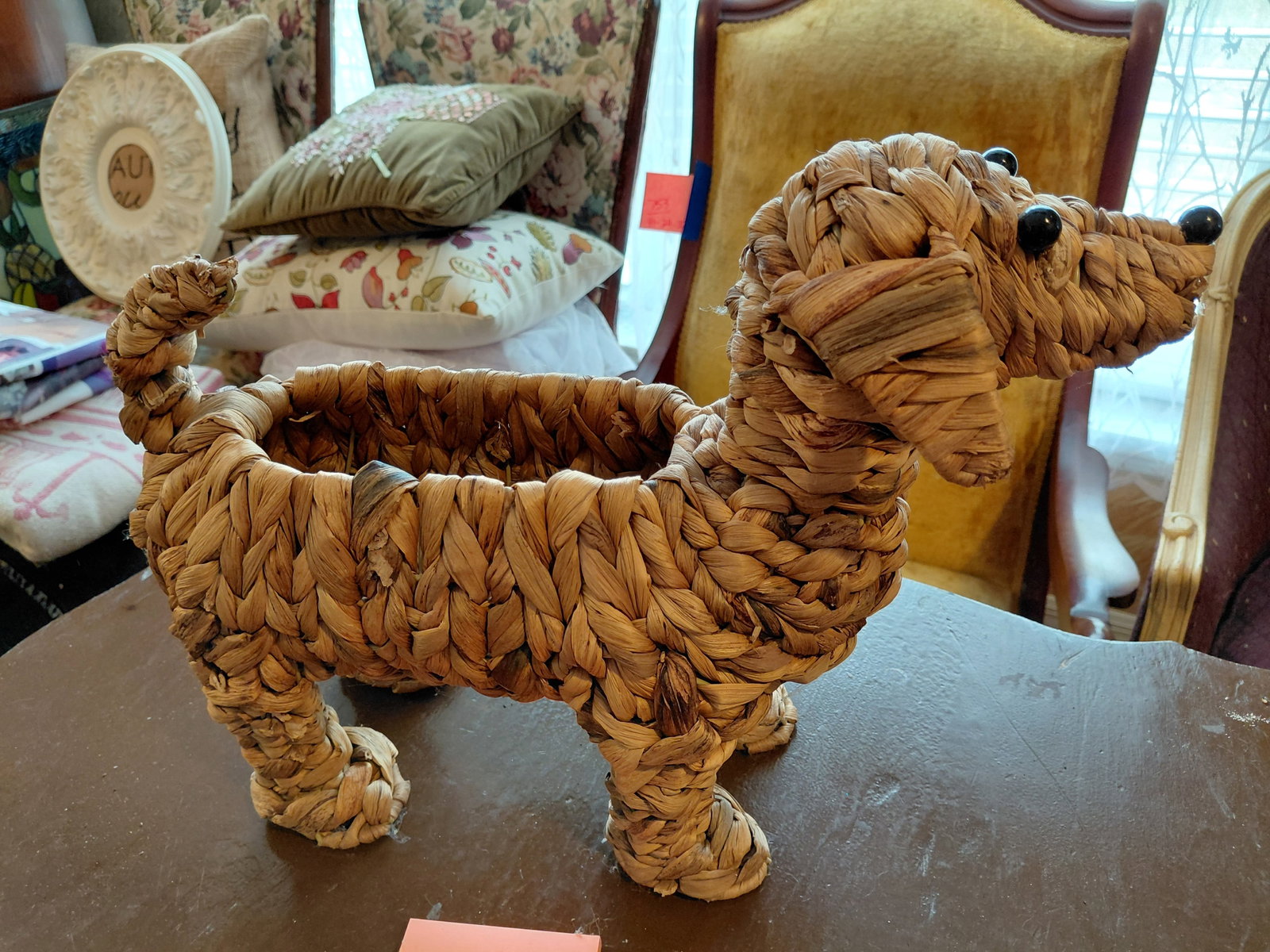 Unique Woven Weinner Dog Planter: Unique Woven Weinner Dog Planter