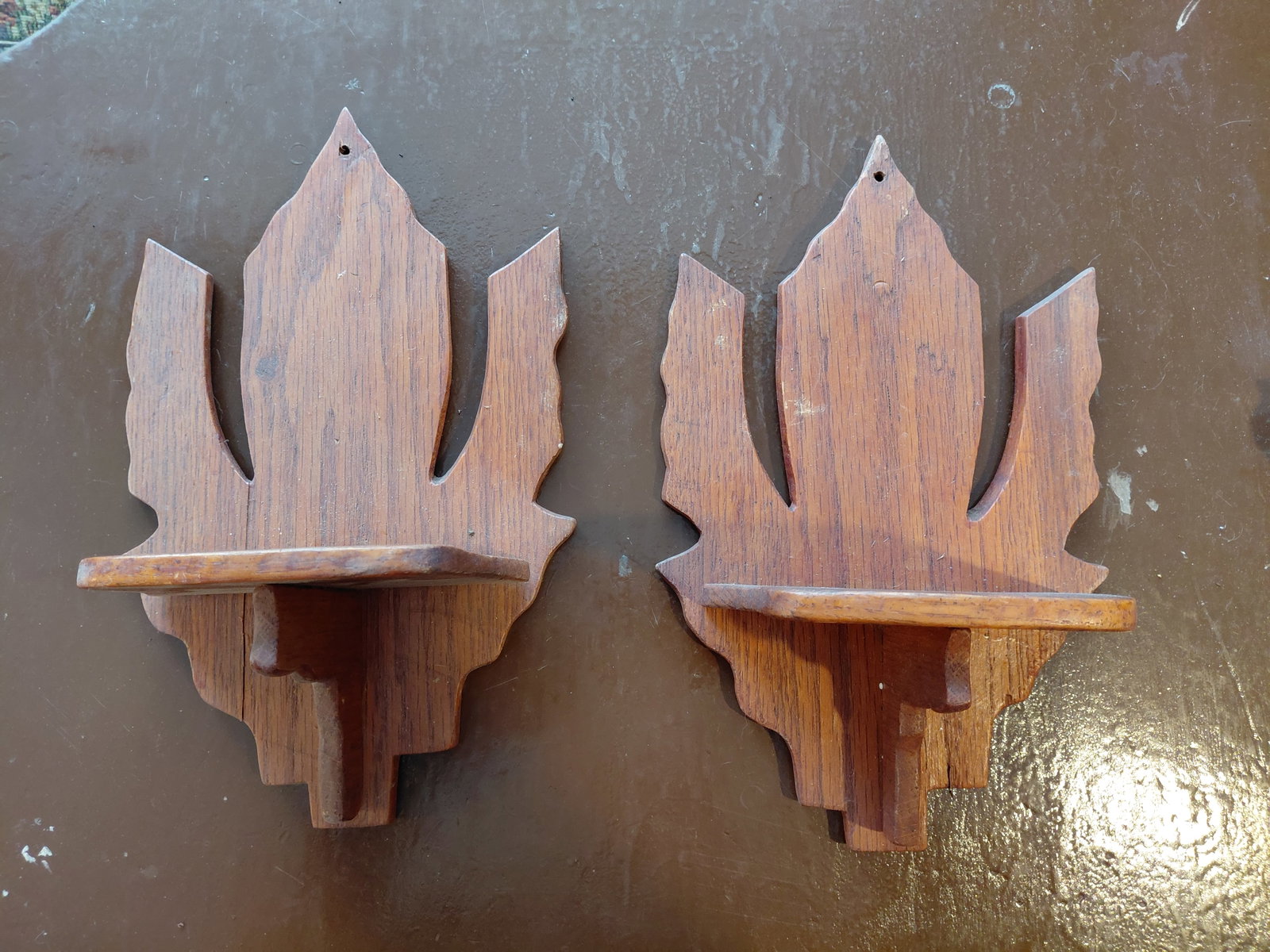 Arts and Crafts Style Wood Wall Sconce Shelves (1 of 5)