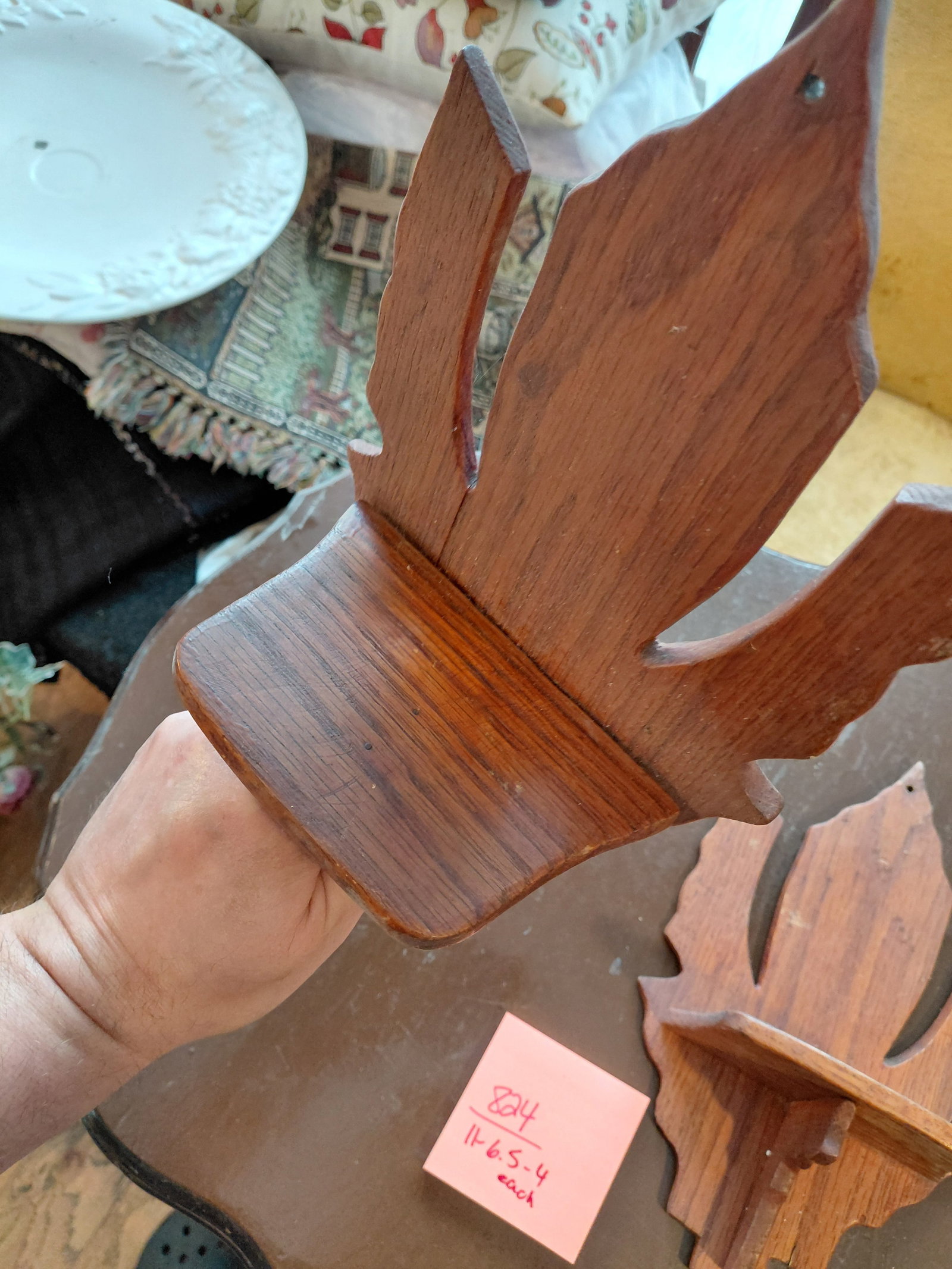 Arts and Crafts Style Wood Wall Sconce Shelves - 5