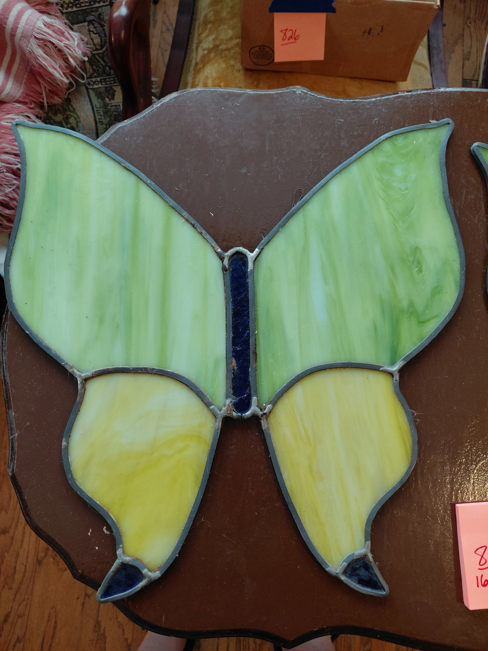Pair of Vintage Stained Glass Butterflys / As seen / Some Seperation of Joints as seen - 3