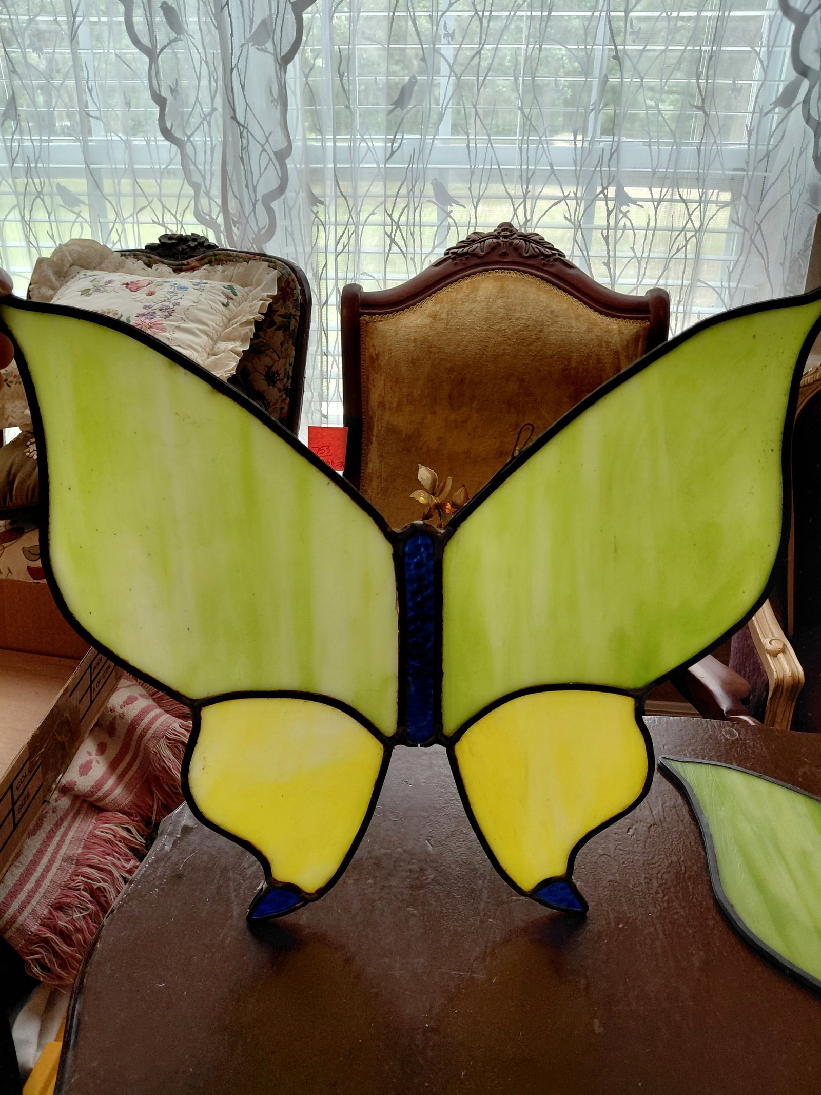 Pair of Vintage Stained Glass Butterflys / As seen / Some Seperation of Joints as seen - 4