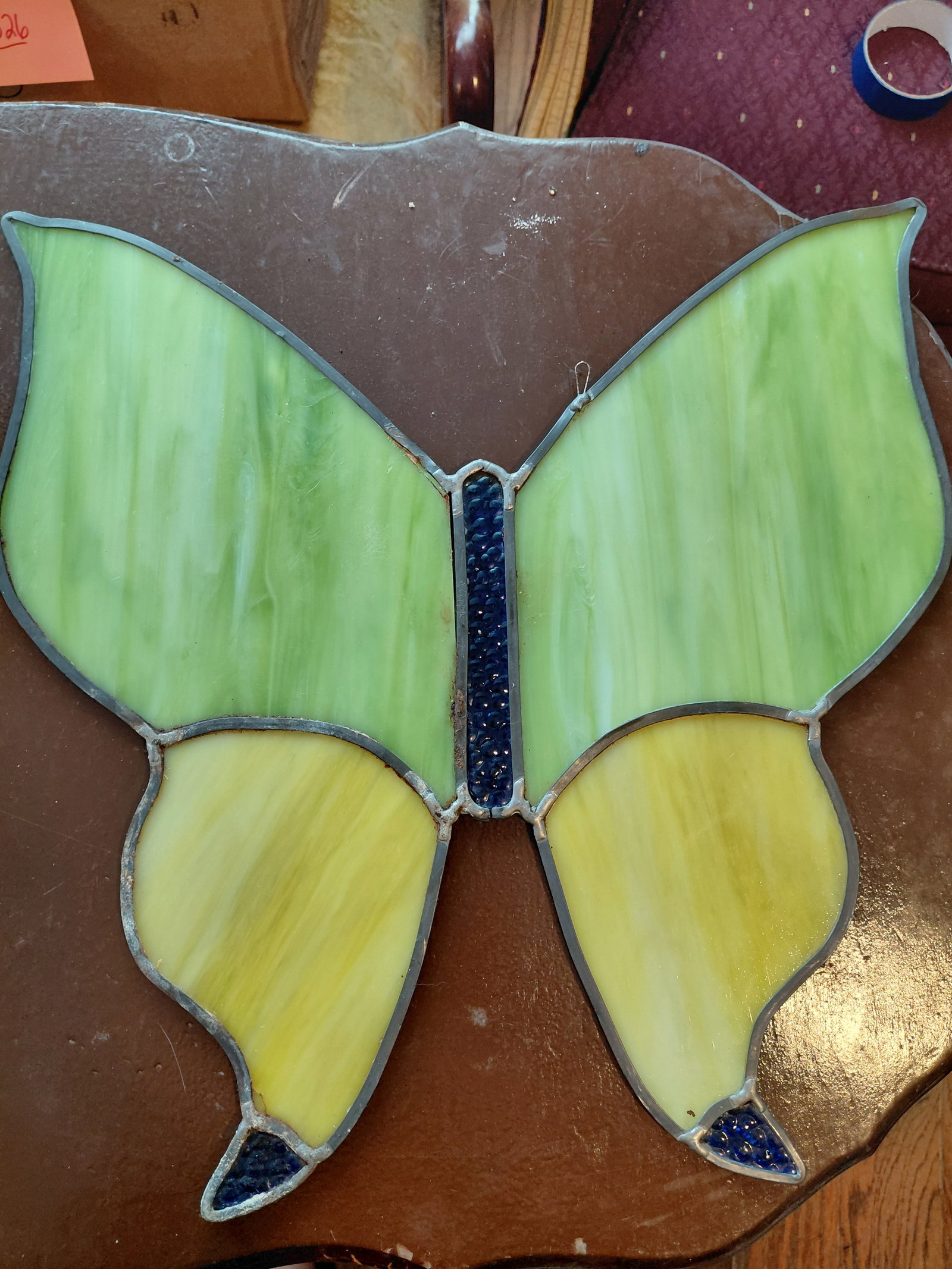 Pair of Vintage Stained Glass Butterflys / As seen / Some Seperation of Joints as seen - 6