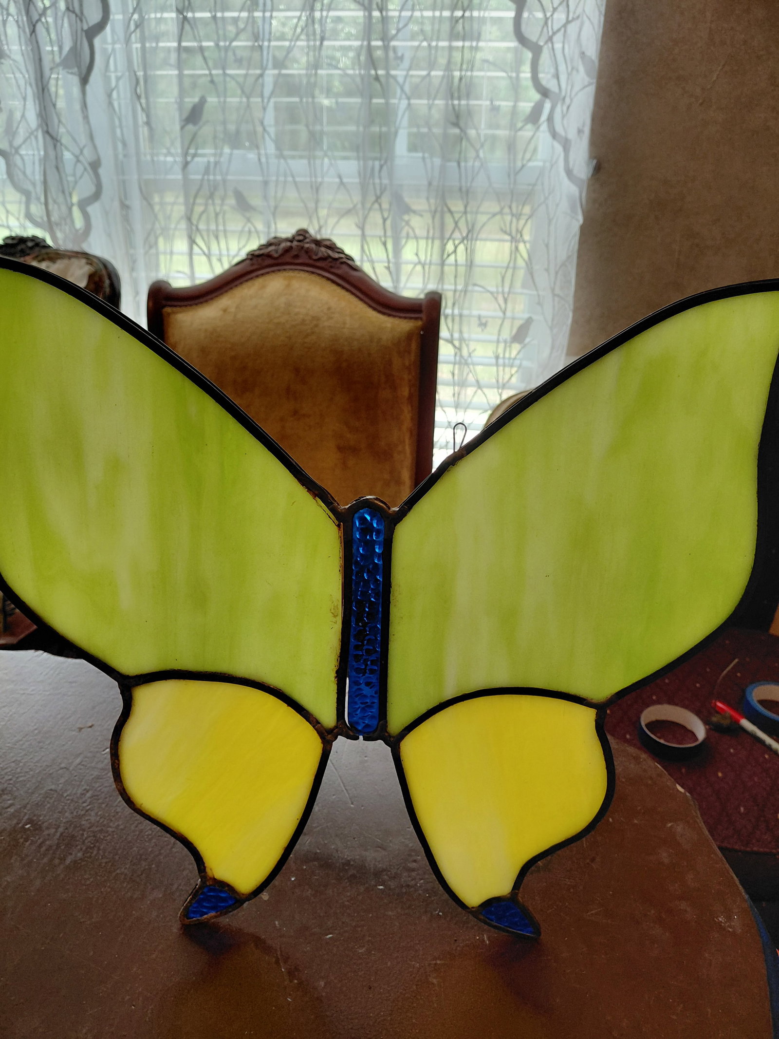 Pair of Vintage Stained Glass Butterflys / As seen / Some Seperation of Joints as seen - 7