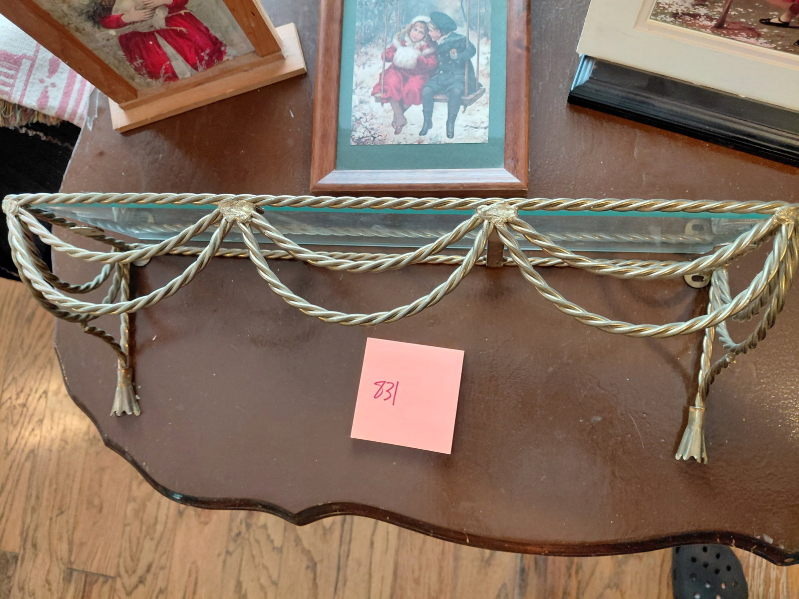 Lot Metal and Glass Wall Shelf, Artwork, Book stand / as seen - 2
