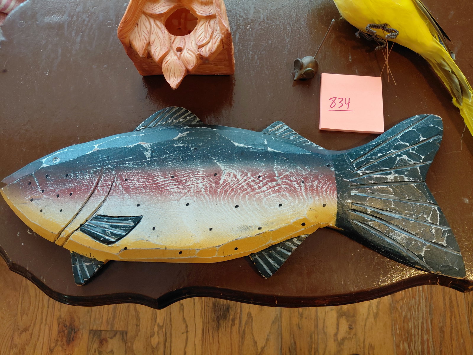 Lot misc/ Wood Fish, Brass Mouse Ring Holder, etc - 2