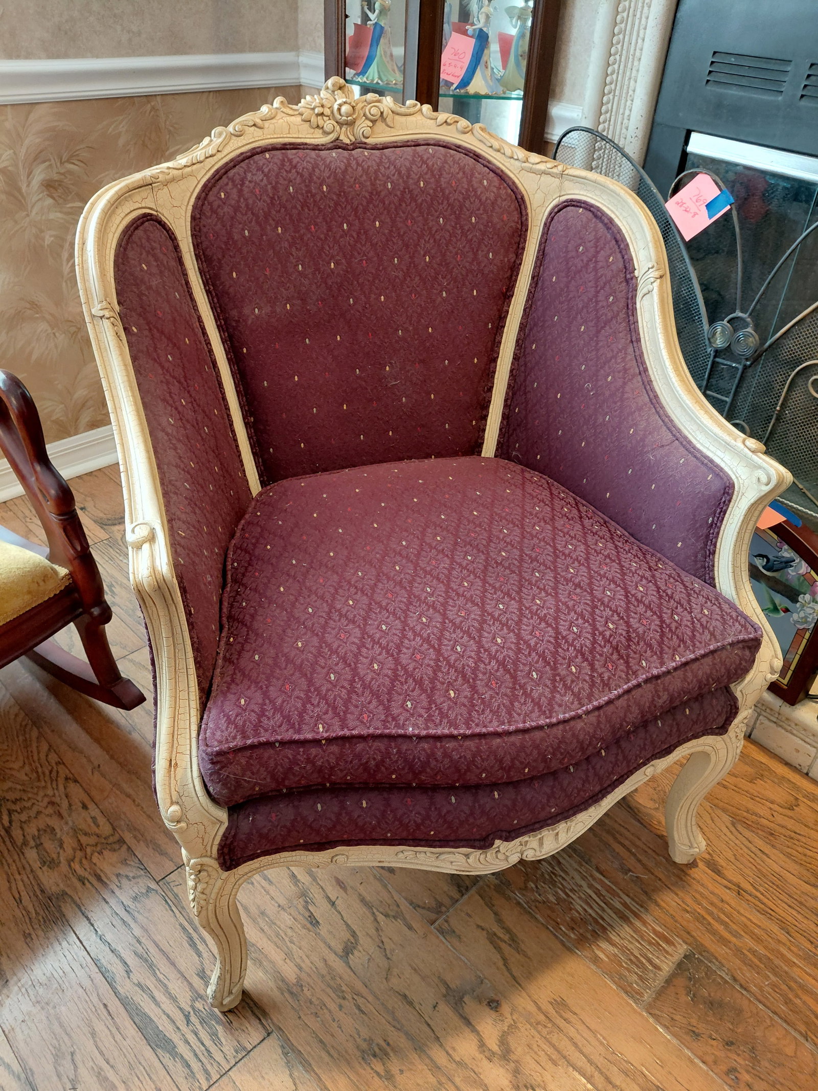 Contemporary French Style Parlor Chair / Distressed Finish / As seen: Contemporary French Style Parlor Chair / Distressed Finish / As seen