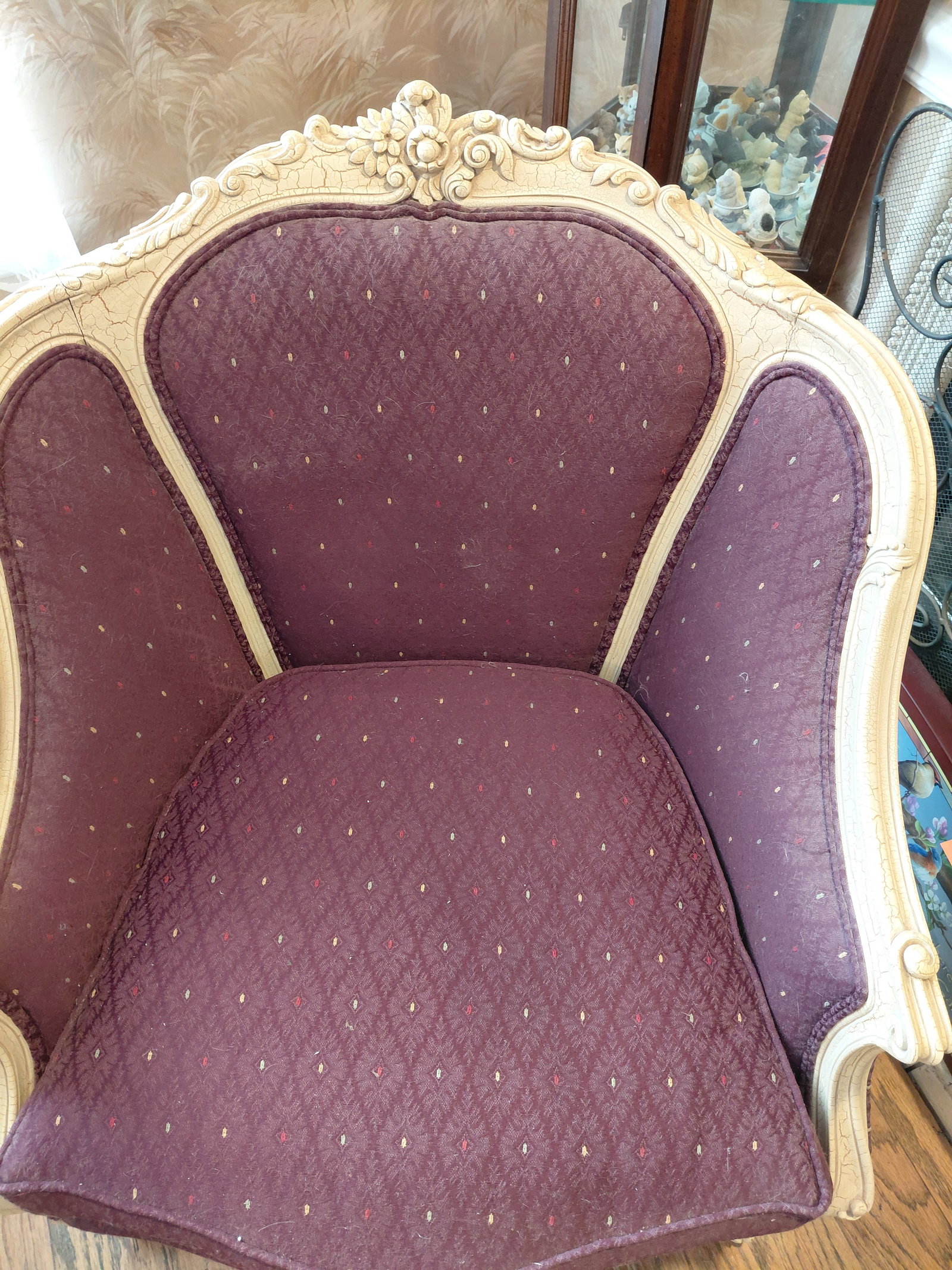 Contemporary French Style Parlor Chair / Distressed Finish / As seen - 3