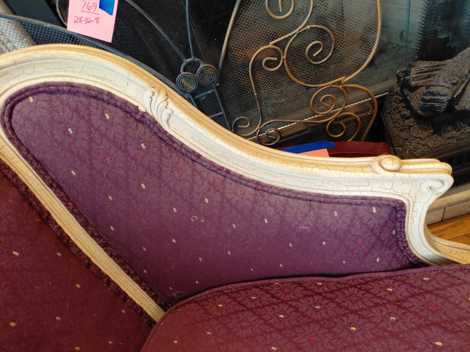 Contemporary French Style Parlor Chair / Distressed Finish / As seen - 4
